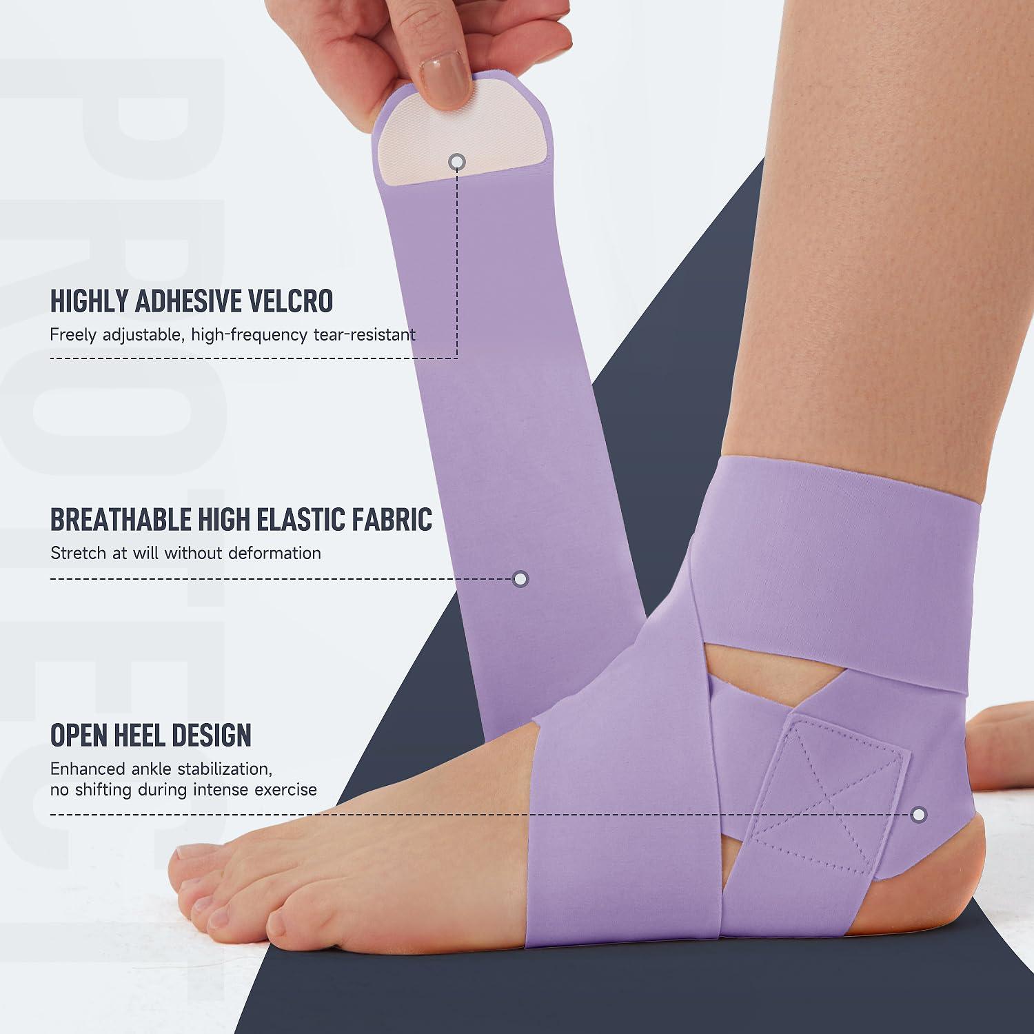 Domaste Domaste Ultra Thin Ankle Wraps Ankle Brace for Men Women, Adjustable Ankle Straps for Arch, Sprained Foot, Tendinitis, Football, Basketball, RunningViolet, Pack of 1