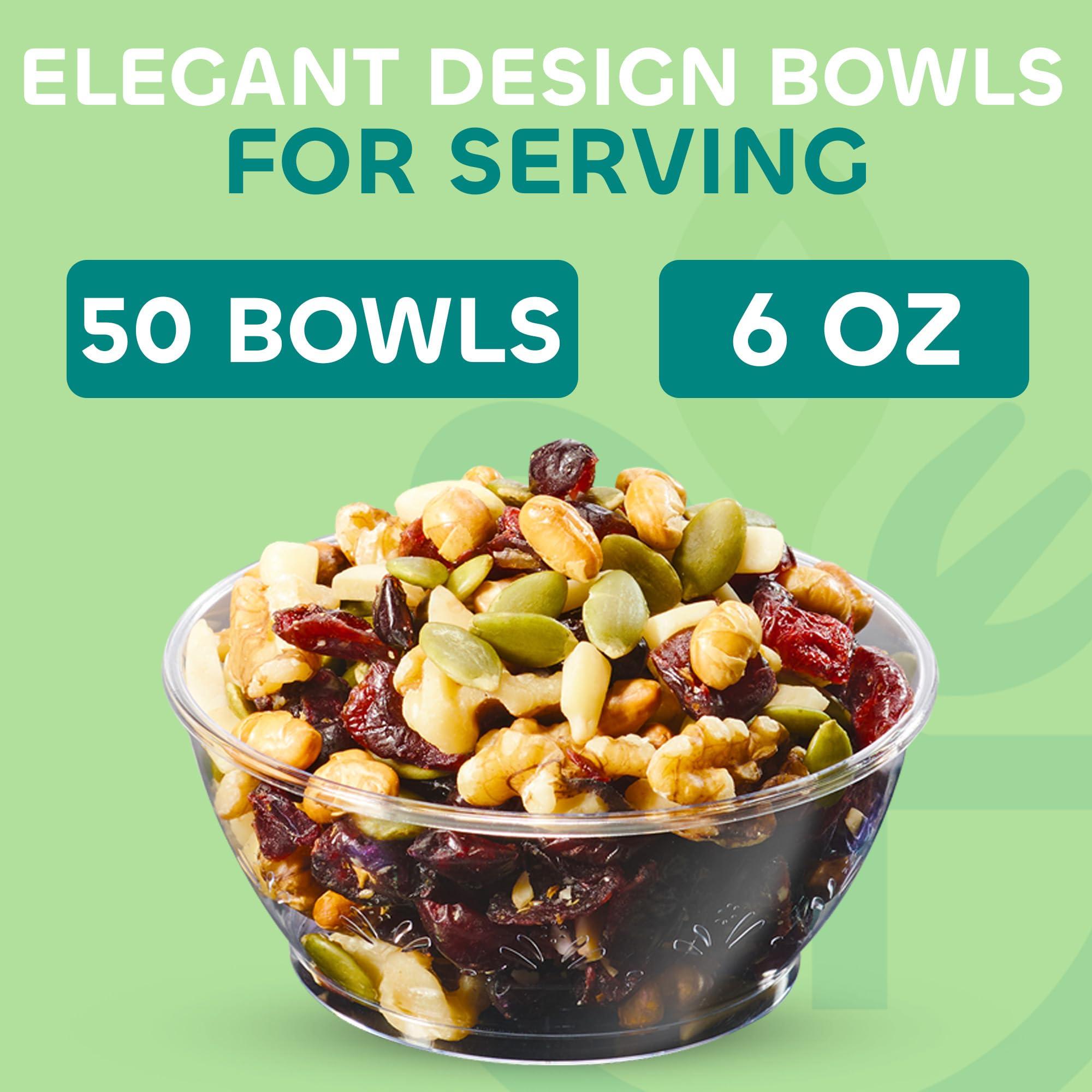 JoyServe JoyServe Clear Mini Plastic Bowls - (Bulk 50 Pack) 6 Oz Disposable Premium Hard Plastic Dessert Bowls for Serving, Weddings, Catering, Parties, Salsa, Home or Event Party Supplies