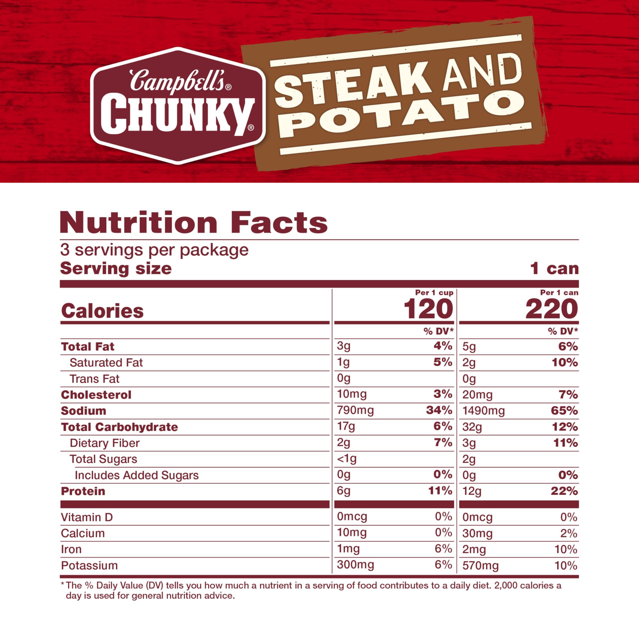 Campbell\'s Campbells Chunky Soup, Steak and Potato Soup, 16.3 oz Can (Pack of 3)