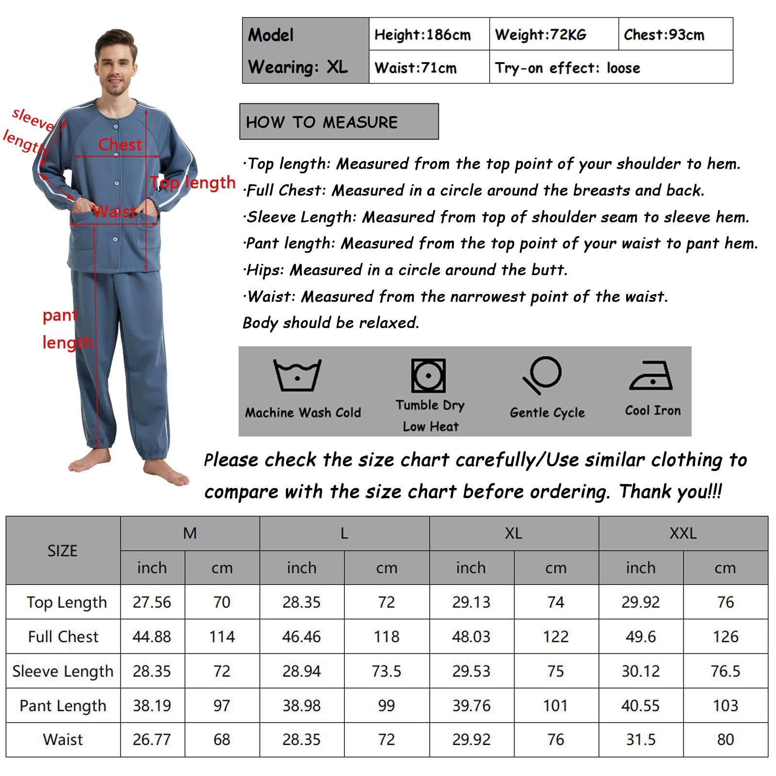 YOSINISO YOSINISO Bedridden Patient Clothing, Fleece Lining Warm Double Slider Zipper Tearaway Disability Clothing for Post Surgery Dialysis Rehab Elderly Wheelchair Fracture Hospital Gowns for Men