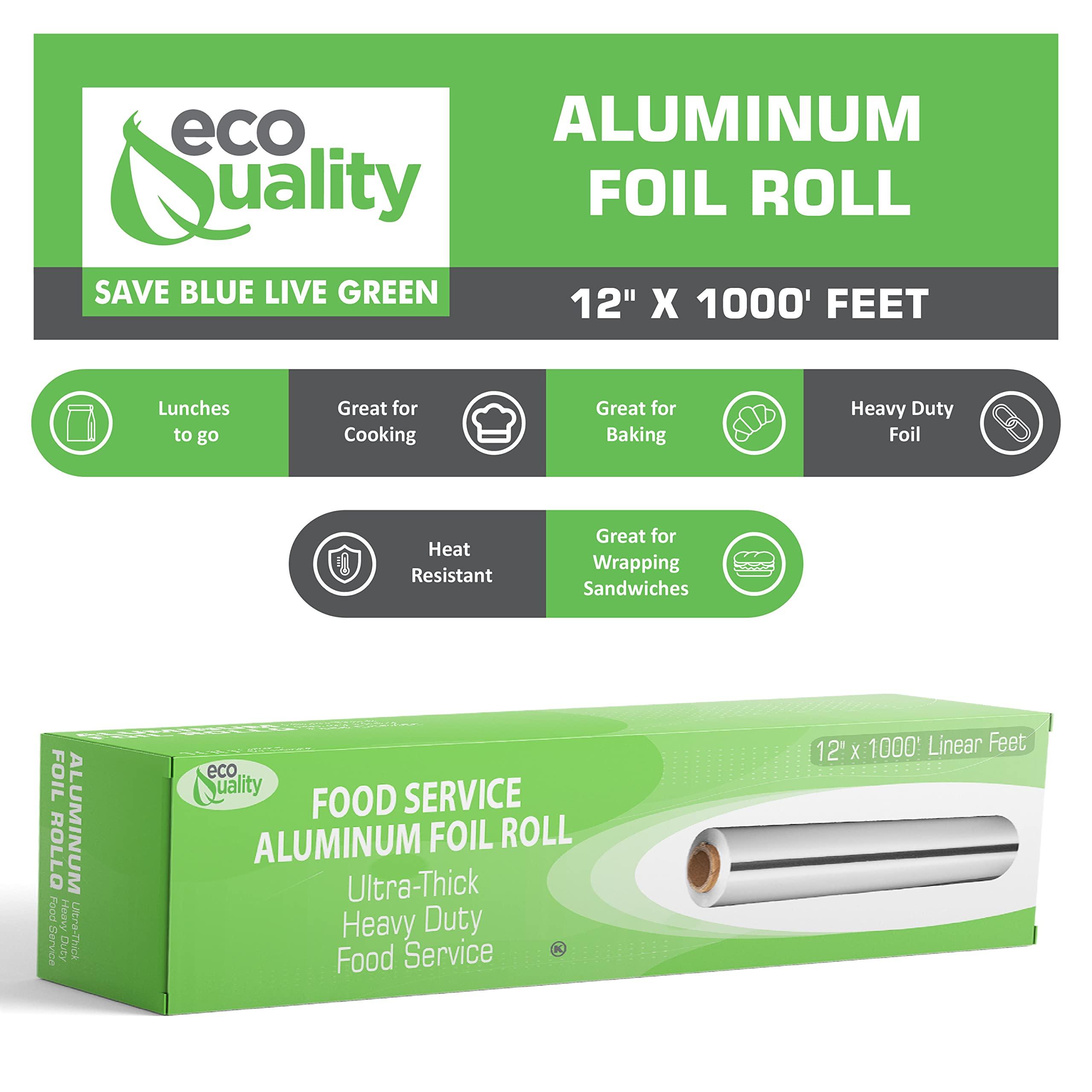 EcoQuality EcoQuality [7 Pack] Food Service Heavy Duty Aluminum Foil Roll (12 in x 1000 ft) with Sturdy Corrugated Cutter Box - Great for Grill Use, Kitchen Wrap, Foil Wrap, Cooking, Cleaning