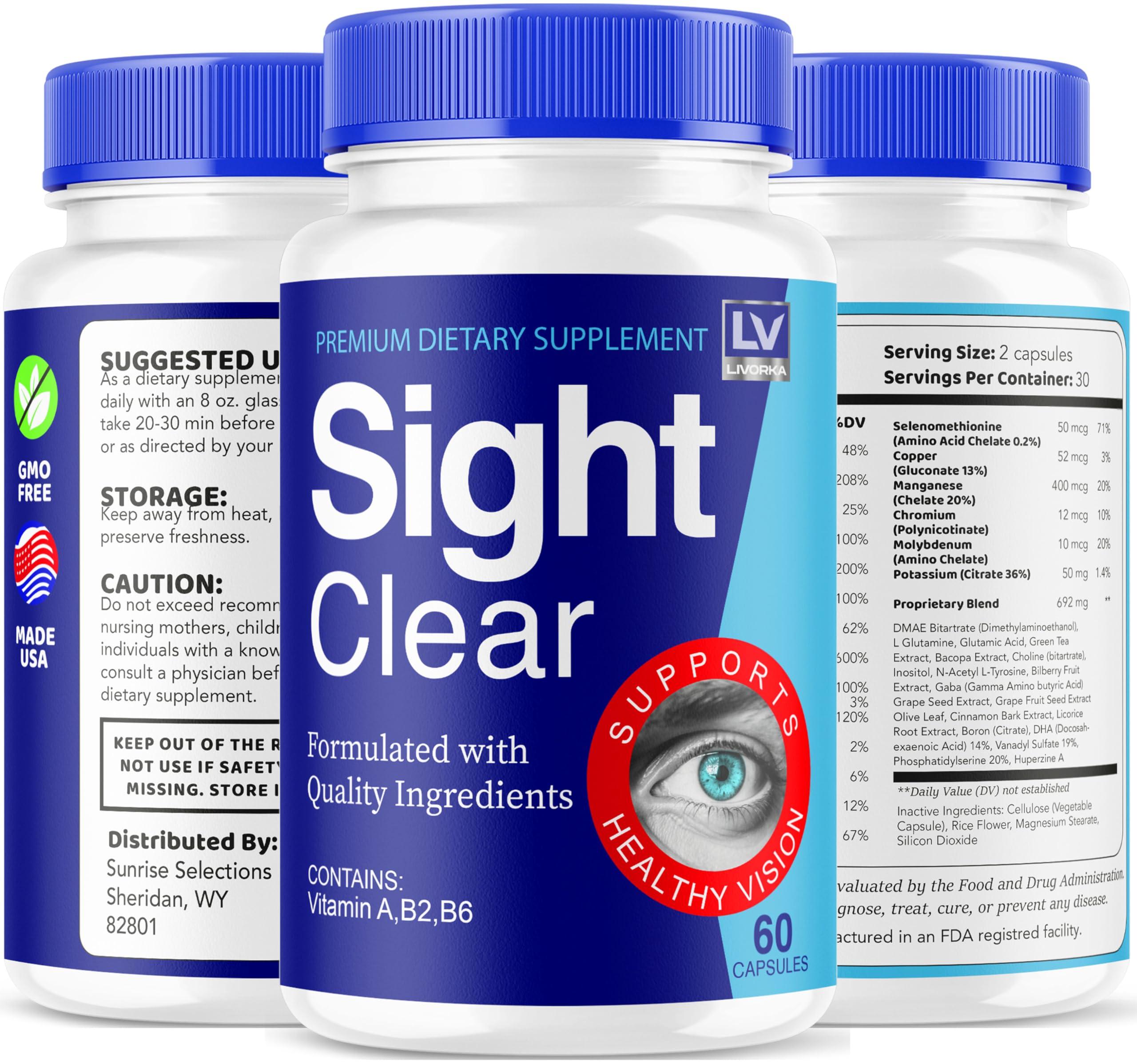 LIVORKA 5 Pack - Sight Clear, Sight Clear Pills For Eyes, Sight Clear 300 Capsules For 150 Days, Sight Clear Capsules - SightClear Capsules For Healthy Vision, Sight Clear 20/20 Vision Vitamins, Sight Clear