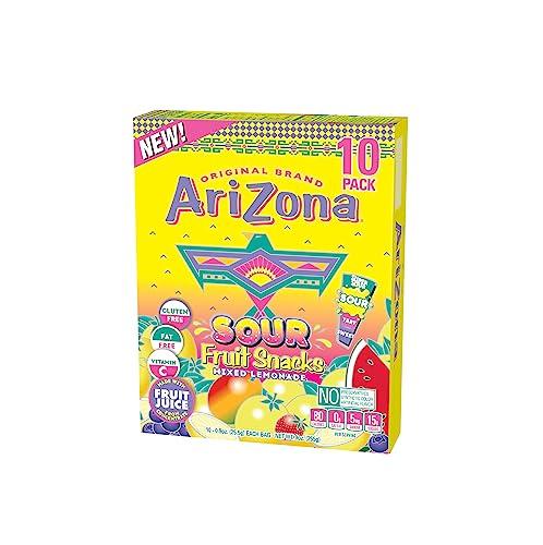 Arizona AriZona Fruit Snacks, Sour Lemonade - 10 Boxes of 10 ct. 0.9oz Bags (Total 100 ct. 0.9oz Bags) - Gluten Free - Gummy Chews