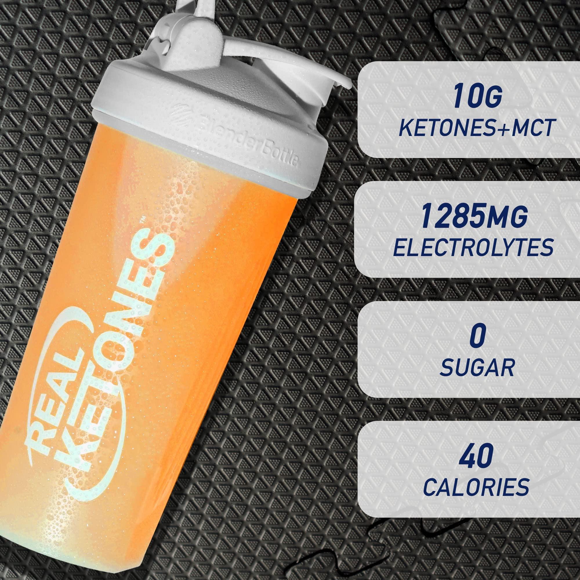 Real Ketones Real Ketones MCT & BHB Exogenous Ketones Drink Mix Packets Elevate Keto Electrolytes Powder Packets No Sugar with 4 Main Electrolytes plus Hydrating Proprietary Keto BHB - 30 Pack Orange