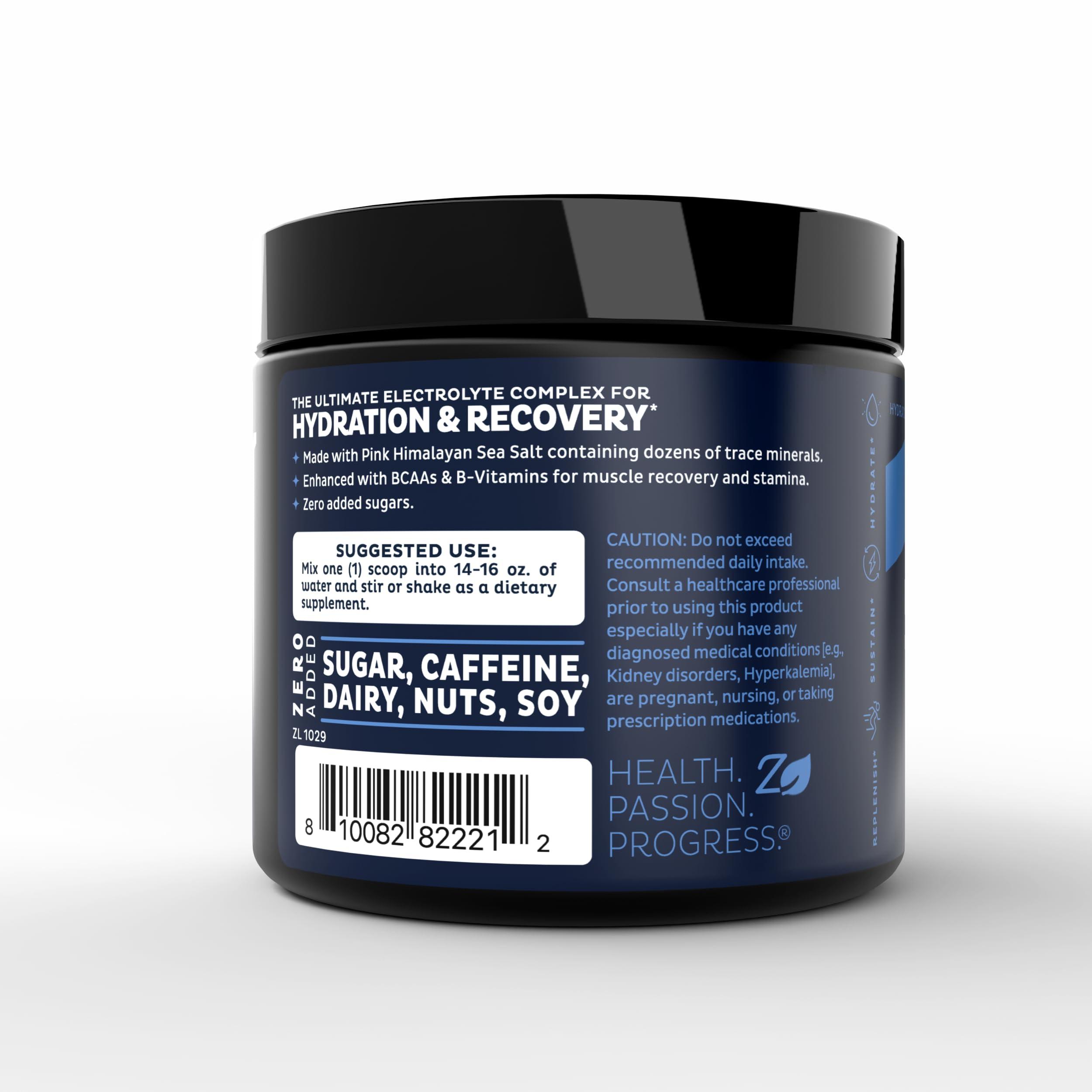 Zeal Naturals Zeal Electrolyte Powder Recovery Drink (30 Servings | Strawberry Vanilla) w 0 Sugar +BCAAs +B-Vitamins Electrolyte Supplement w Potassium Zinc & Magnesium for Hydration - Keto Electrolytes