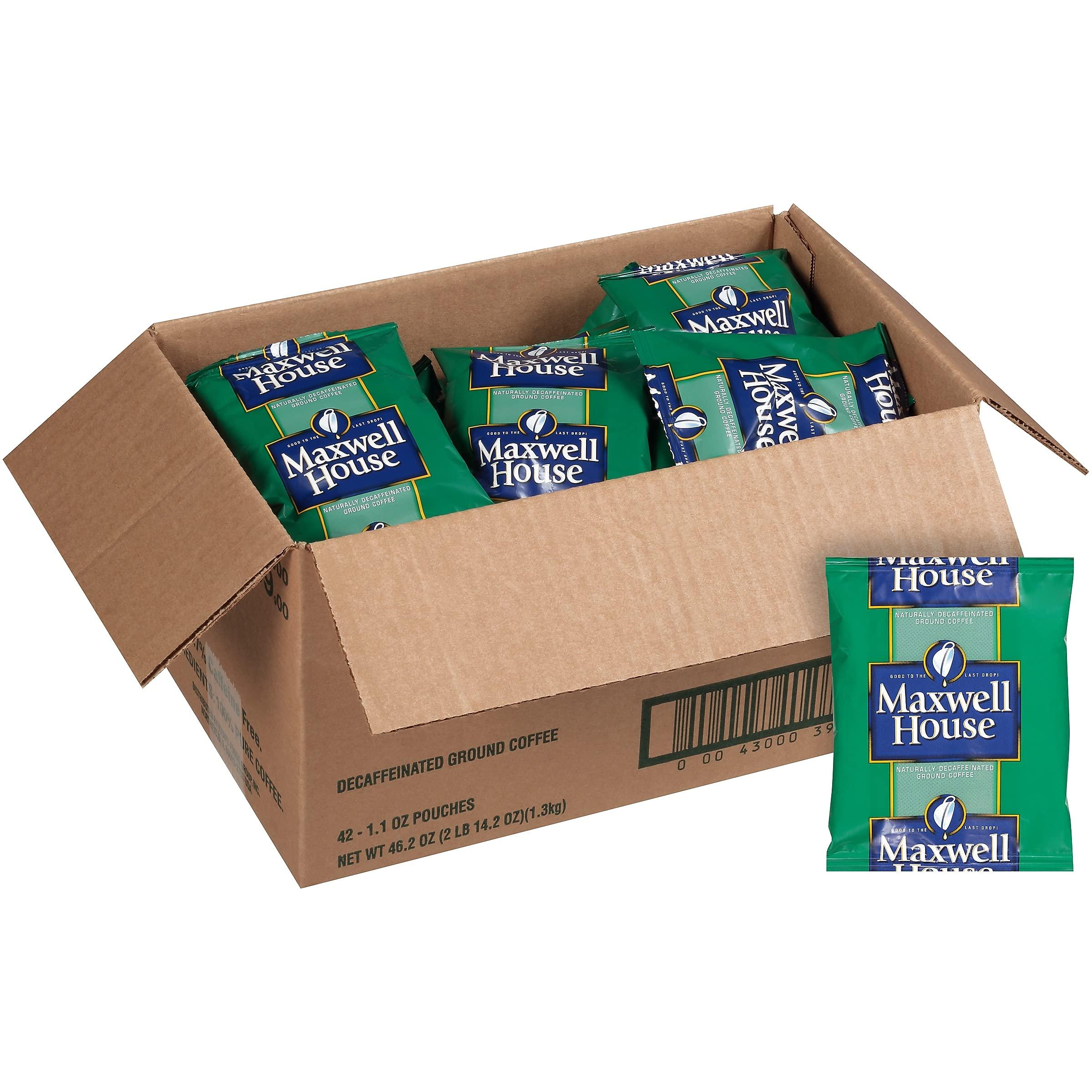 MAXWELL HOUSE Maxwell House 390390 Coffee, Original Roast Decaf, 1.1oz Pack, 42/Carton