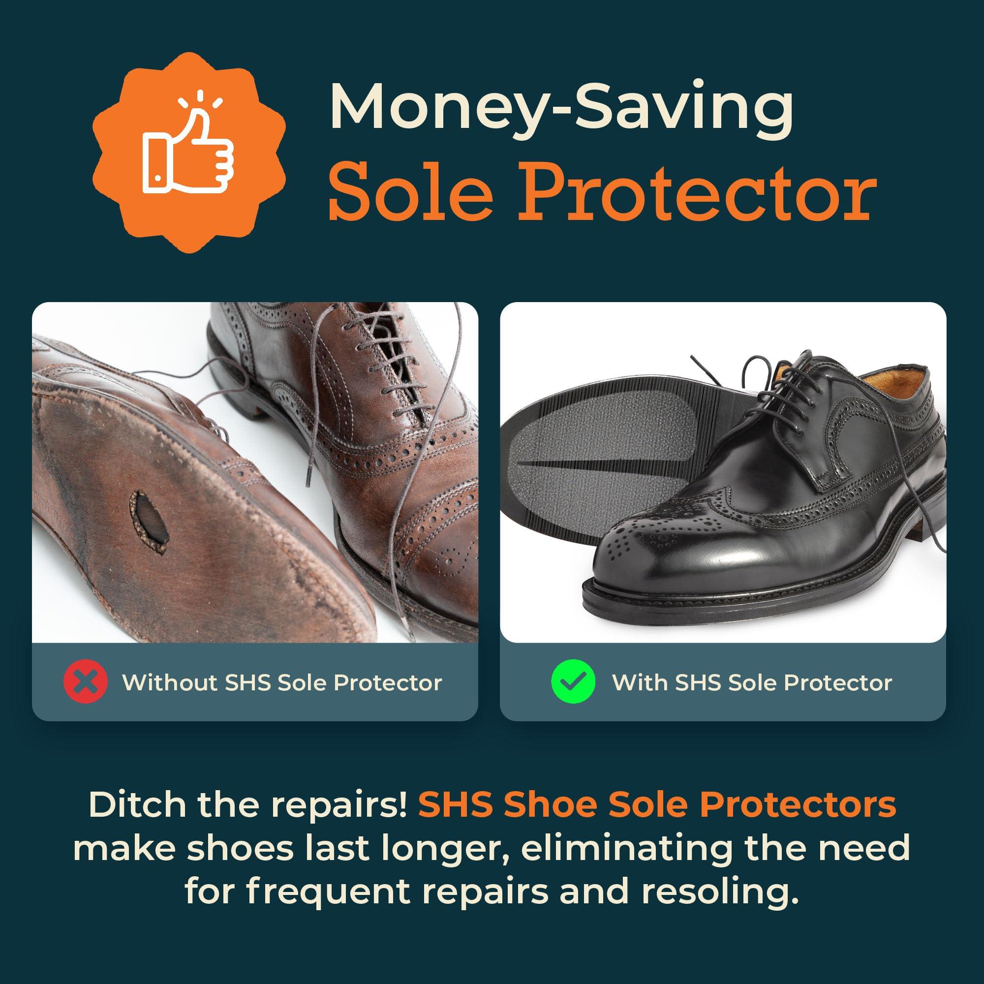 S SHOES HAVE SOLES Transparent Sole Protector, Anti Slip Shoe Grips to Help Cut Costs Due to Frequent Resoling, Non Slip Shoe Pads for Mens & Womens Footwear, Medium US 10-12 (EU 43-46) - Shoe Sole Protection