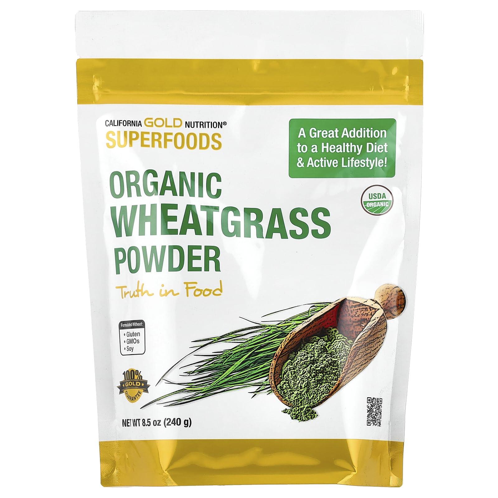 California Gold Nutrition Organic Wheat Grass Powder, Sourced from USA, USDA Certified Organic, 8.5 oz (240 g)