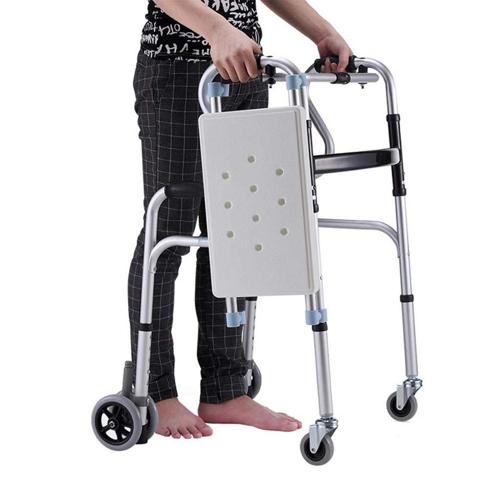 SSRURYWZ SSRURYWZ Wheels Aluminum .99 with Paded Seat and Backrest Folding Rolling .99 Mobility Aid for Adult,Senior,Elderly Handicap,Silver Walking Frame