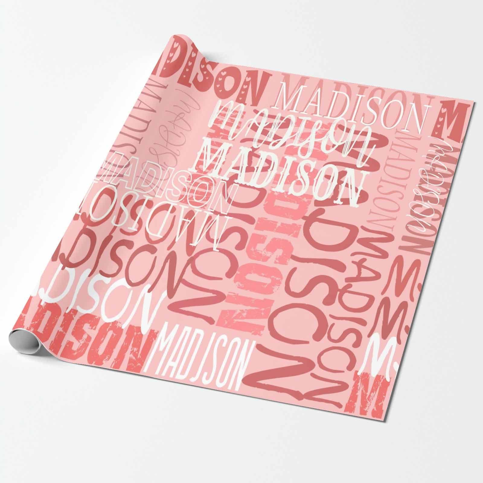 MyPupSocks MyPupSocks Personalized Logo Wrapping Paper, Red and Pink Gift Wrap Paper Custom Funny Name Wrapping Paper Roll for Boys Girls Baby Shower Anniversary Birthday Christmas Gift 58x23 5 Rolls