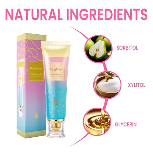 BodyAccel BodyAccel Niacinamide Whitening Toothpaste, BodyAccel Toothpaste, Niacinamide Intensive Whitening Toothpaste, Niacinamide Toothpaste, Stain Removal Toothpaste Natural, Fresh Breath (2)