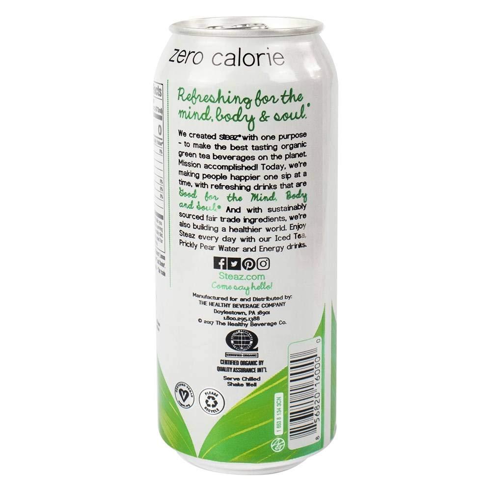 Steaz Steaz Organic Zero Calorie Iced Green Tea, Raspberry, 16 OZ (Pack of 12)