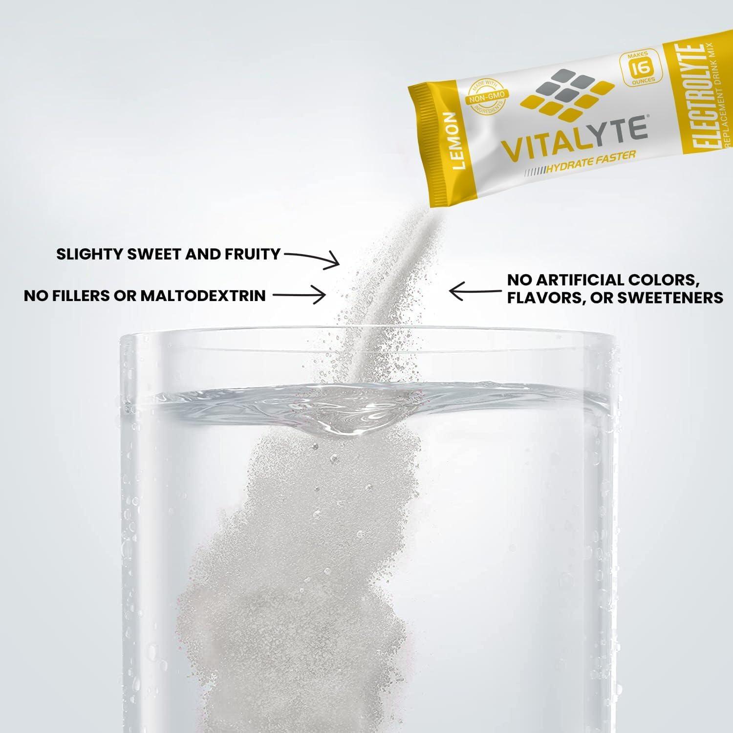 Vitalyte Vitalyte Electrolyte Powder Drink Mix, Isotonic Electrolyte Hydration Mix, Bulk Case Stick Pack (12 Pack, Lemon)
