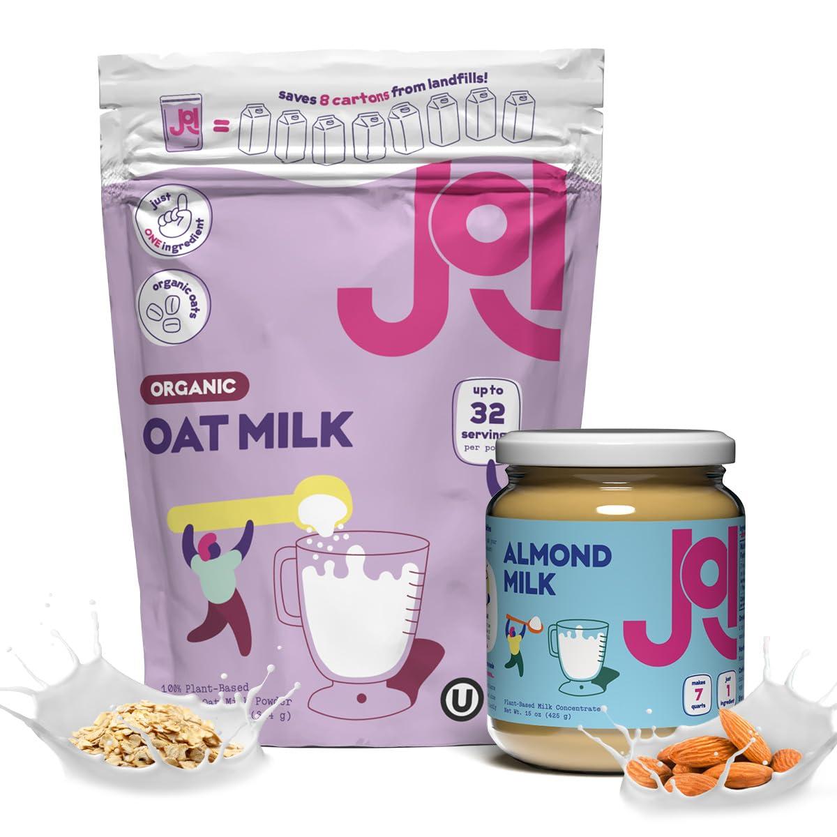 JOI Instant Oat Milk Powder & Unsweetened Almond Milk Concentrate Bundle by JOI