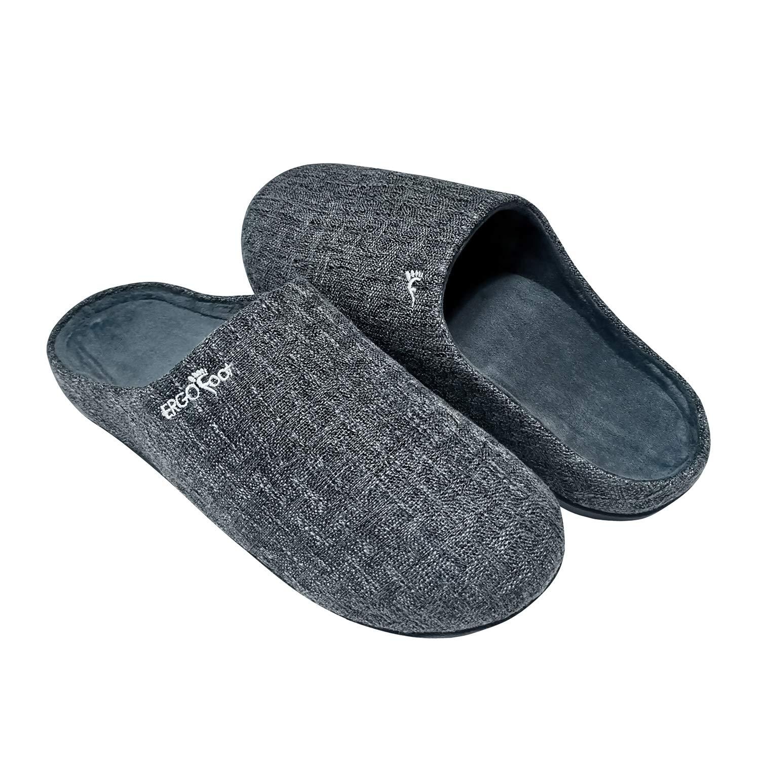 ERGOfoot ERGOfoot Orthotic Slippers with Arch Support for Plantar Fasciitis Pain Relief, Comfortable Orthopedic Clog House Shoes with Indoor Outdoor Anti-Skid Rubber Sole