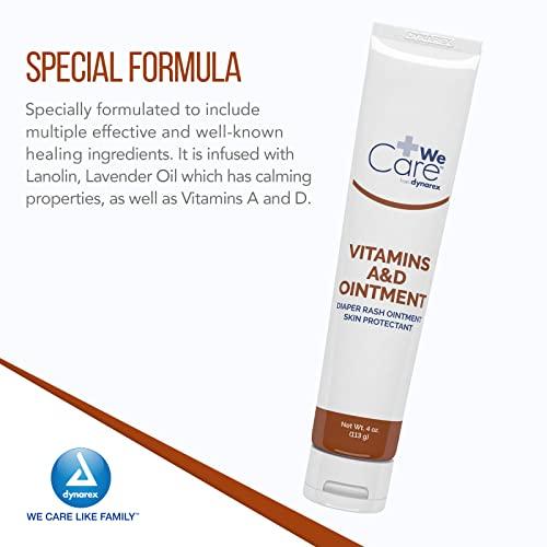 Dynarex Dynarex Vitamins A & D Ointment, Ointment with Vitamin A and Vitamin D Skin Protectant, for Diaper Rash and Discomfort, White, 1 Case of 72 - 4 oz. Tubes