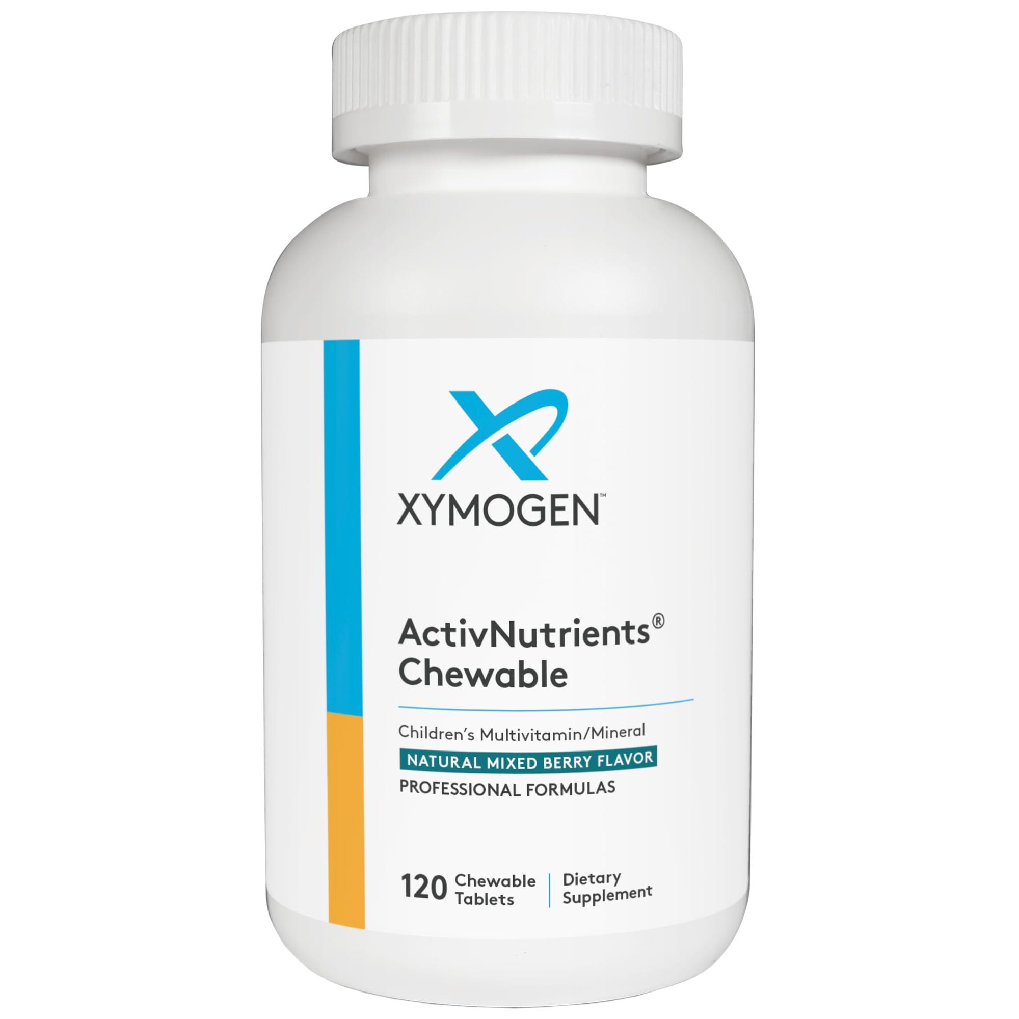 XYMOGEN XYMOGEN Children\'s ActivNutrients Chewable - Mixed Berry Multivitamin for Kids - Multi Vitamin Multimineral for Wellness + Immune Support - Chelated Minerals + B Vitamins with Folate (120 Tablets)