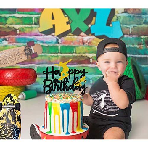 Glorymoment Glorymoment Skateboard Happy Birthday Cake Topper, Skateboard Cake Topper for boy Girl Birthday, Happy Birthday Cake Topper for Skateboard Sport Theme Birthday Party Cake Decorations (6.7’’x5.27’’)