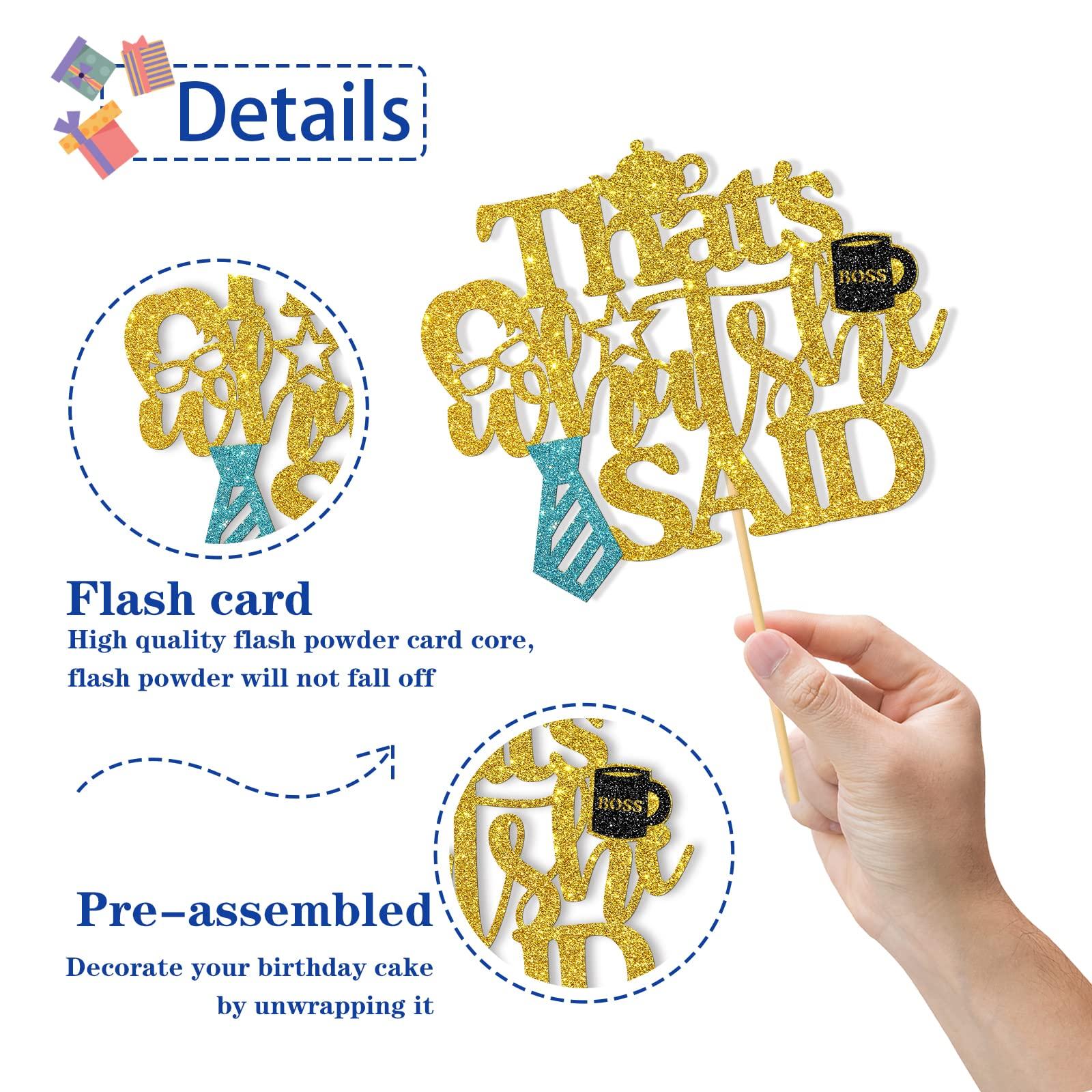 RoadSea RoadSea That's What She Said Cake Topper - Office Funny Theme Birthday Cake Supplies - Coworkers Boss Happy Birthday Party Decorations - Gold Glitter