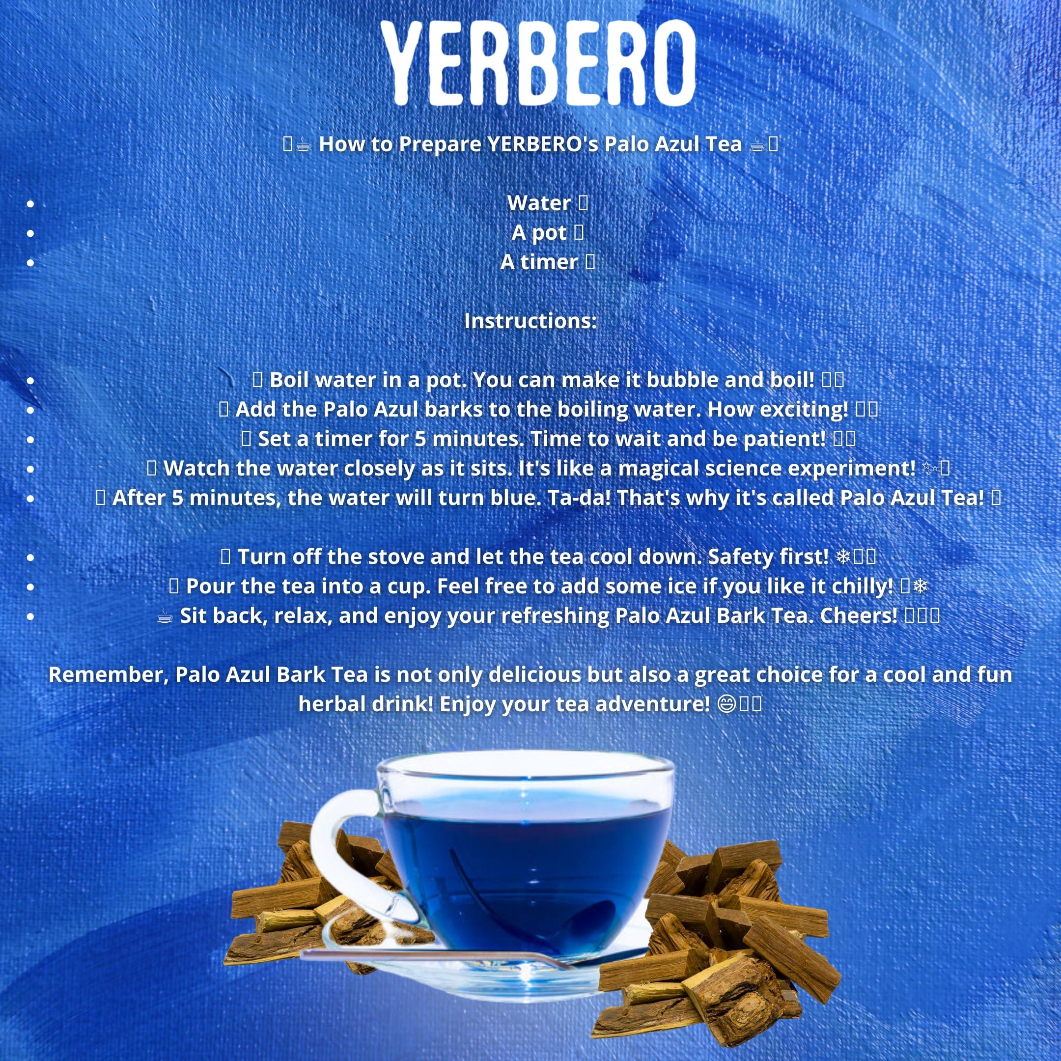 YERBERO Yerbero - Palo Azul 1 LB (453 g) Herbal Loose Tea | Kidneywood (Blue Stick) Te Herbal | Makes 160+ Cups | Wildcrafted Kidney Wood Tea | All Natural Tea, non-GMO.