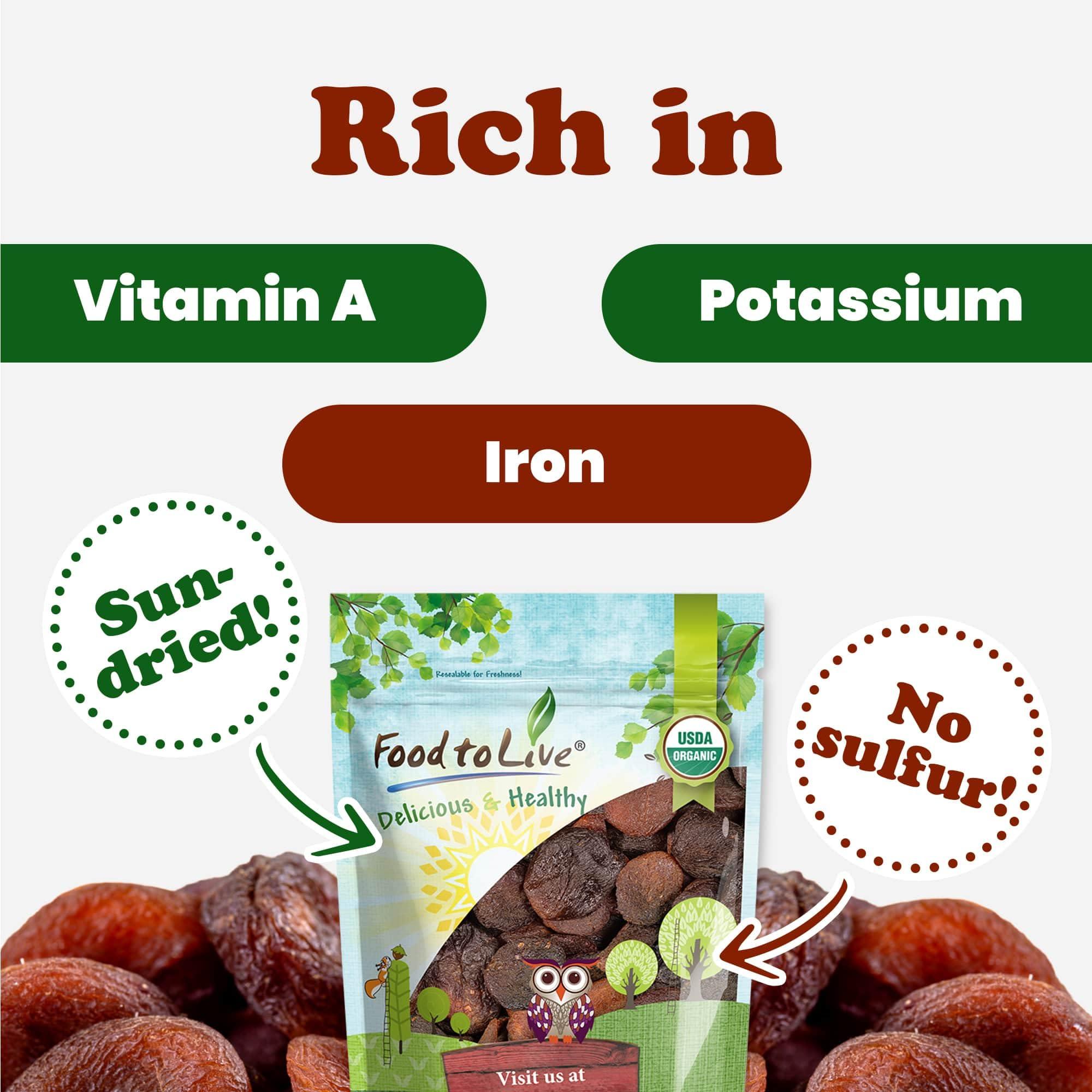 Food to Live Food to Live Organic Dried Apricots, 14 Pounds Non-GMO, Kosher, Unsulfured, Raw, Vegan, Bulk