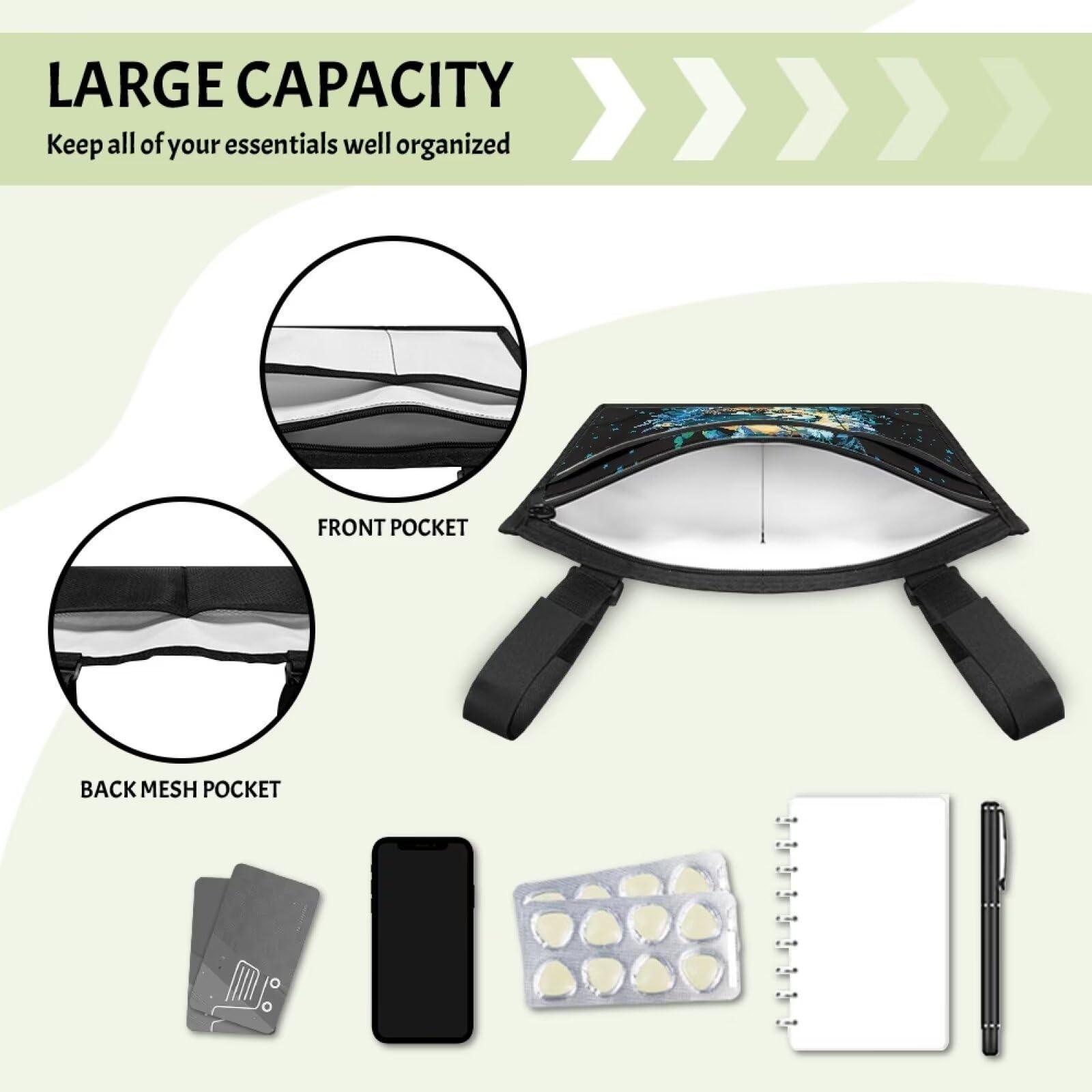 Gomyblomy Gomyblomy Panda Moon Print Wheelchair Side Bag, Large Capacity Hanging Organizer Storage Bag Pocket for Walker Rollator Electric Wheelchairs, Armrest Pouch with Cup Holder