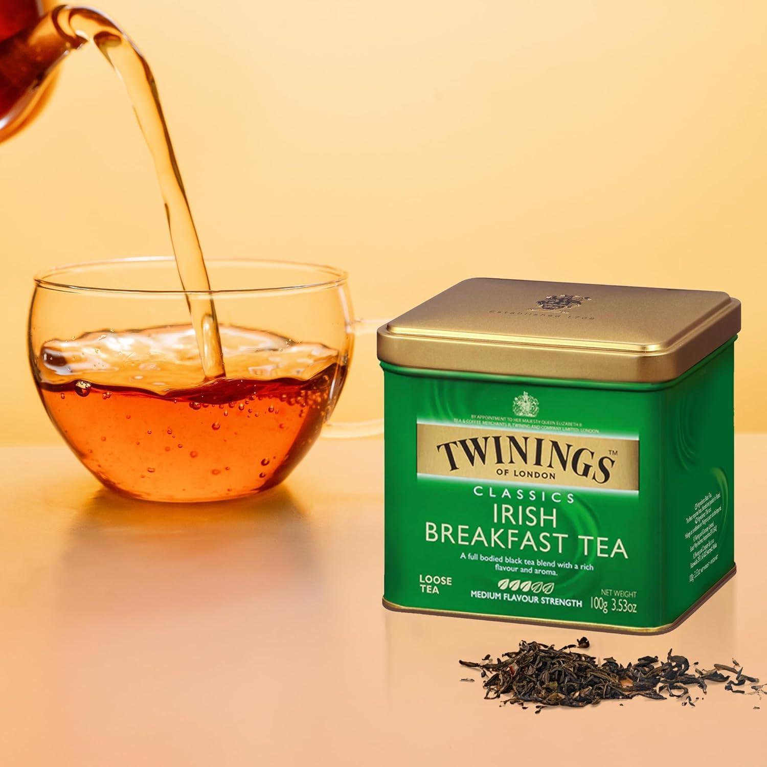 Twinings Twinings Irish Breakfast Loose Tea, 3.53 Ounce Tin (Pack of 1), Smooth, Flavourful, Robust Black Tea Leaves, Caffeinated, Enjoy Hot or Iced