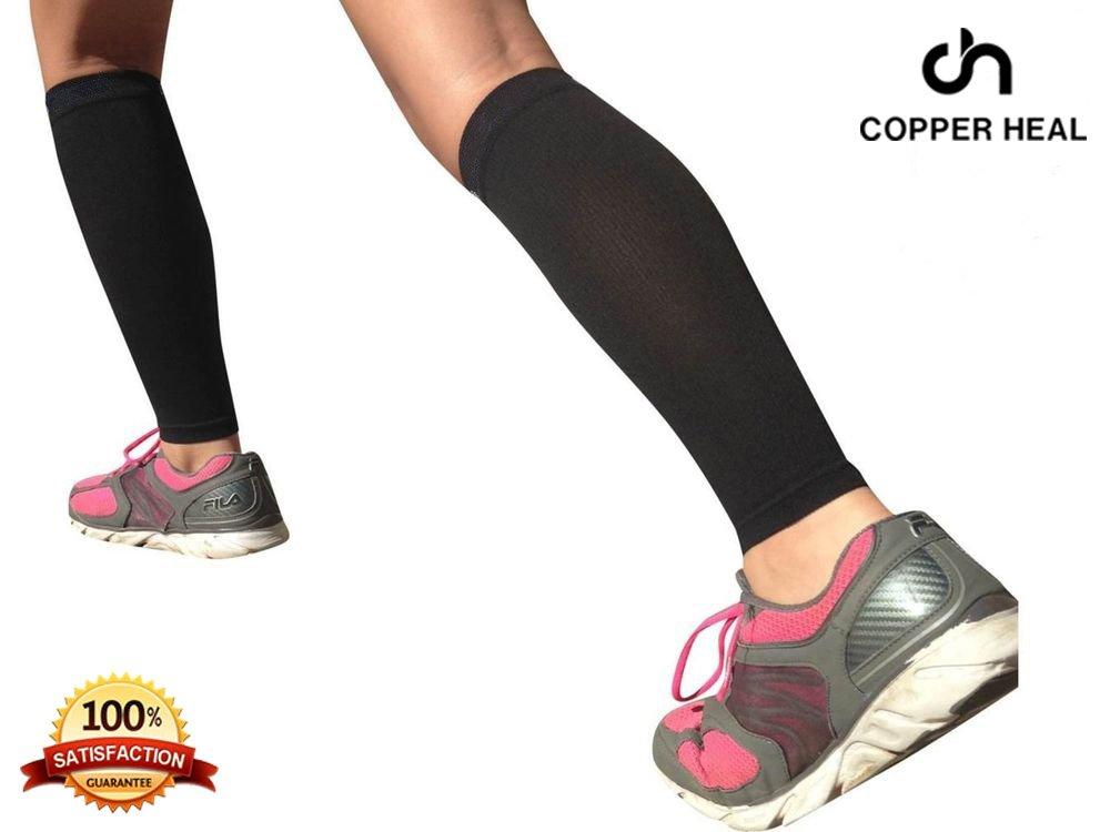 COPPER HEAL COPPER HEAL CALF Copper Compression SLEEVES (1 PAIR) For Exercise Sport Recovery - Calf Muscle Strains Shin Splints Leg