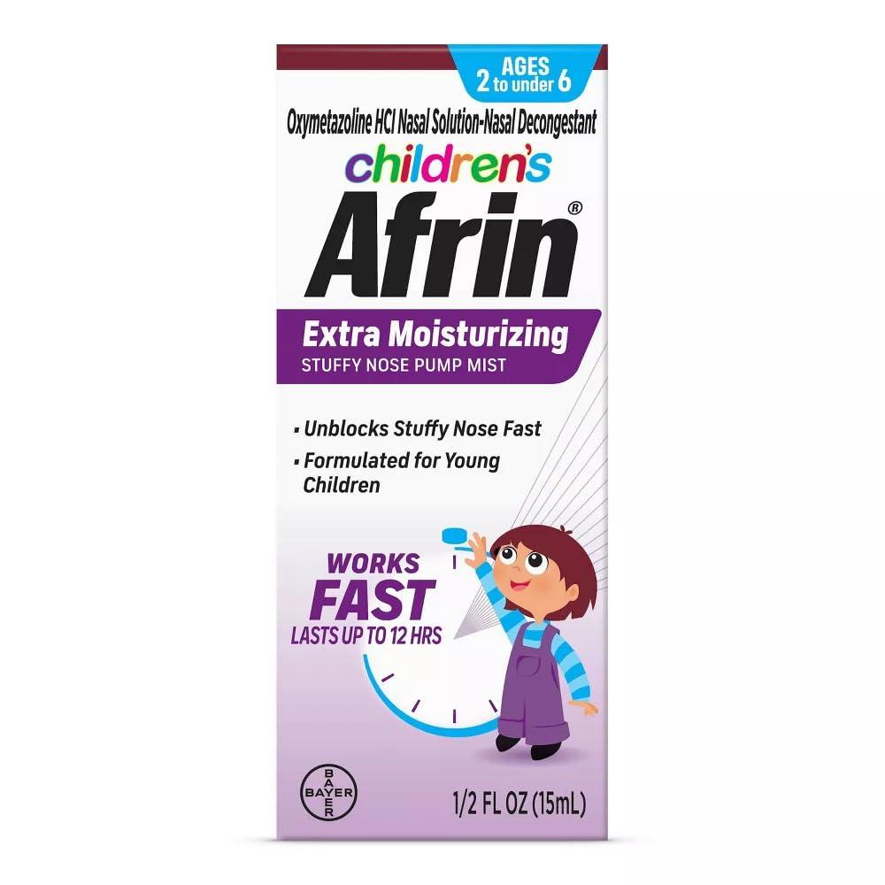 Afrin Afrin Childrens, Age 2-6, Extra Moisturizing Stuffy Nose Spray, 12 Hour Nasal Congestion Relief - 15 mL