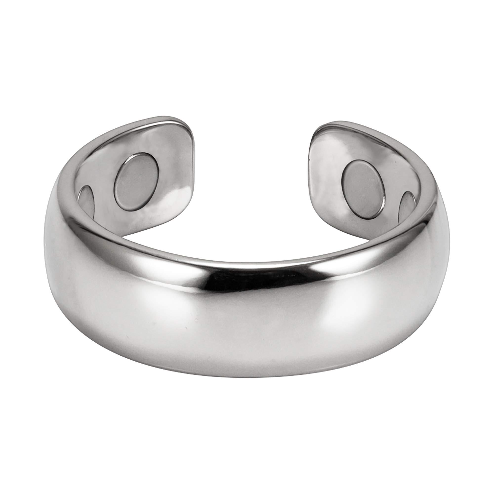 MagnetRX MagnetRX Magnetic Ring - Elegant Stainless Steel Ring - Magnet Rings for Men (Polished Silver | Size: 8)