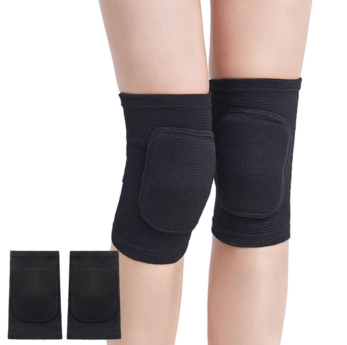 SUJAYU SUJAYU Knee Pads for Women Men, Dance Knee Pads Wrestling Knee Pads Basketball Knee Pads Volleyball Knee Pads for Women, Knee Protector Soft Knee Pads for Work (Black, Large)