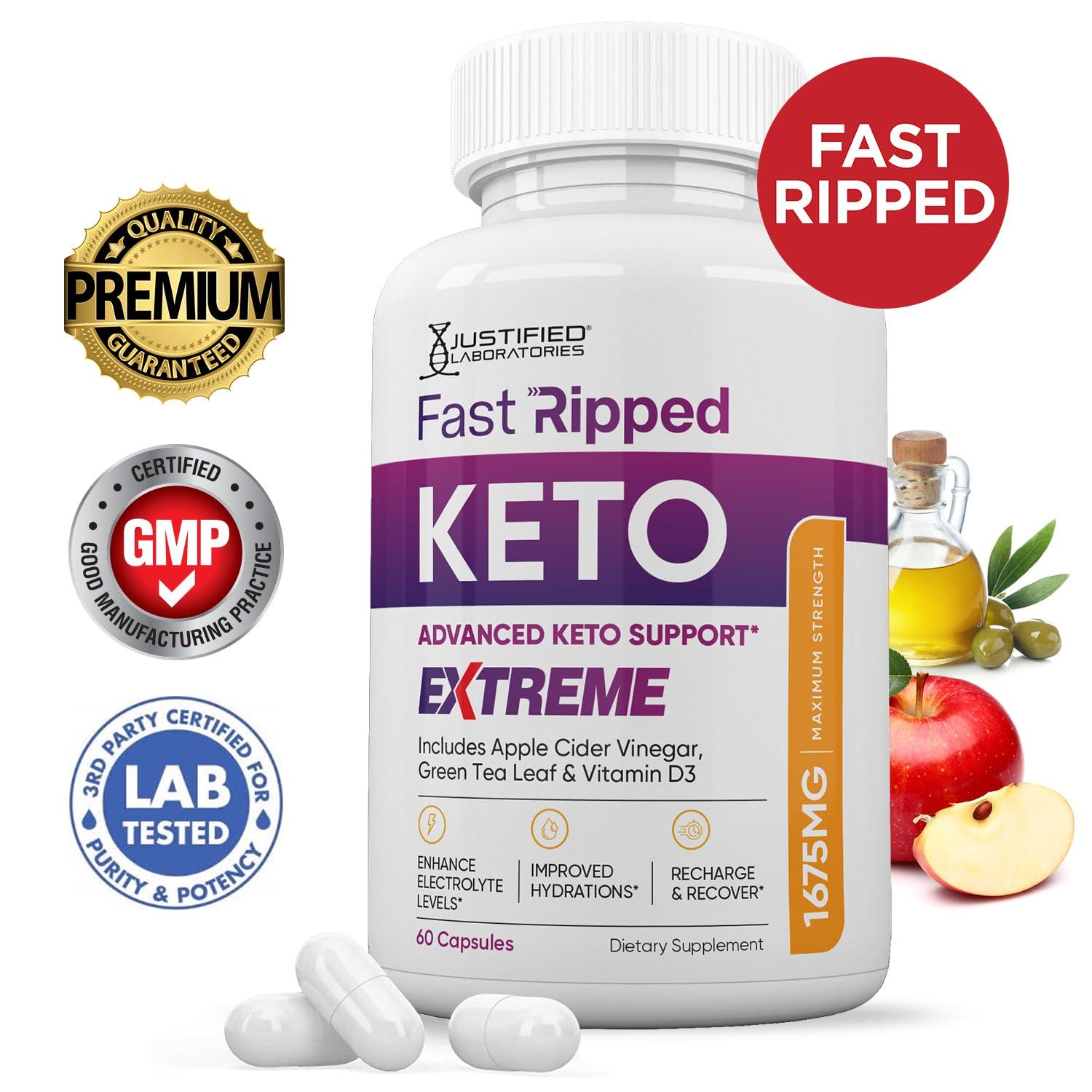 Justified Laboratories (10 Pack) Fast Ripped Keto ACV Extreme Pills 1675MG Keto Support Blend Capsule Alternative to Keto ACV Gummies Formulated with Apple Cider Vinegar Extra Virgin Olive Oil Powder Green Tea 600 Capsules