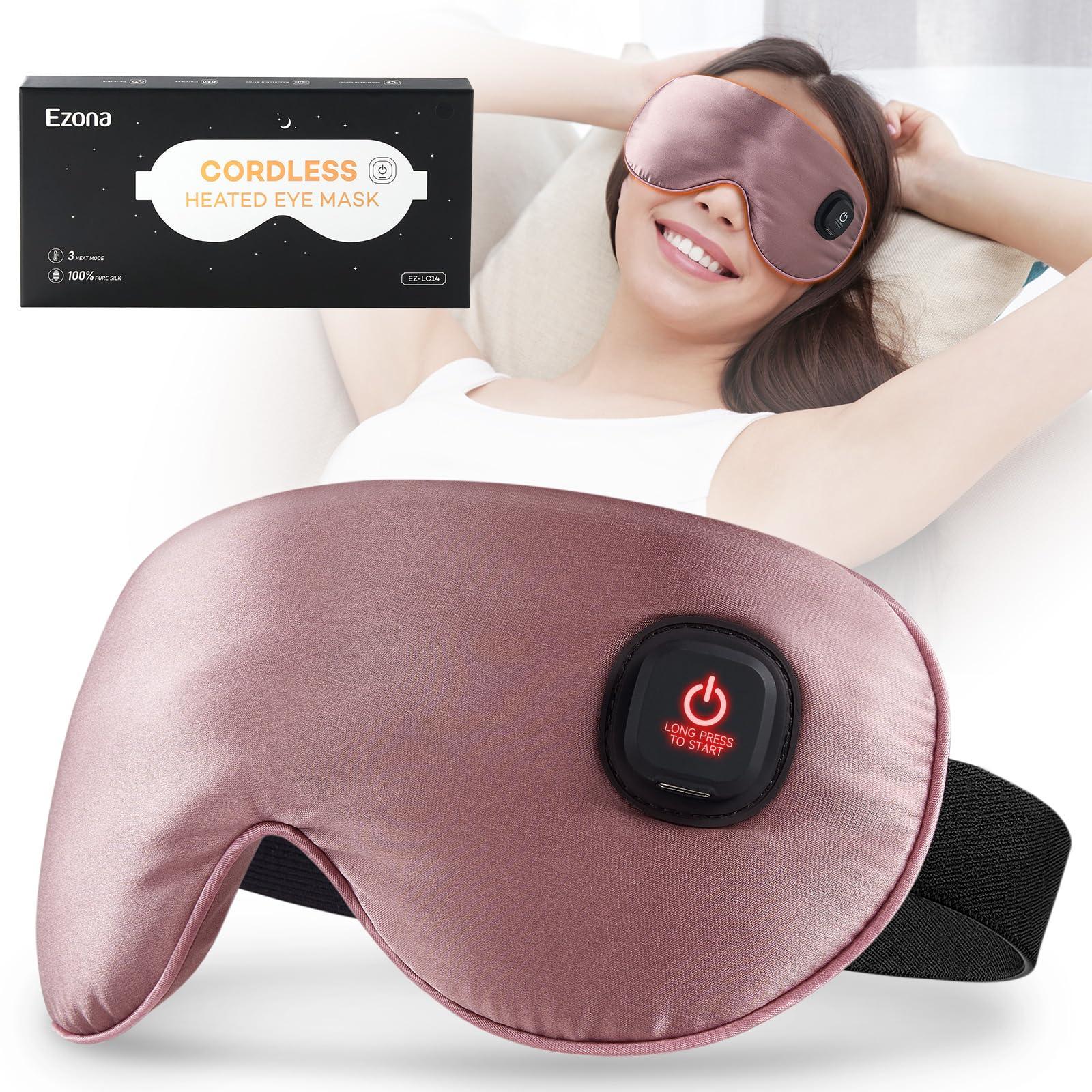 Ezona Ezona Silk Cordless Heated Eye Mask, Warm Eye Compress Mask for Dry Eyes, Washable Eye Heating Pad for Travel, Dry Eye Mask for Dry Eyes, Blepharitis, Sinus Migraine (Purple)