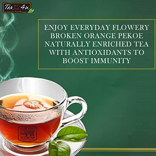 TEA 4U. BY ANVERALLY Tea4U FBOP Tips Loose Black Ceylon Tea, Fresh Handpicked Leaves with Metal Canister