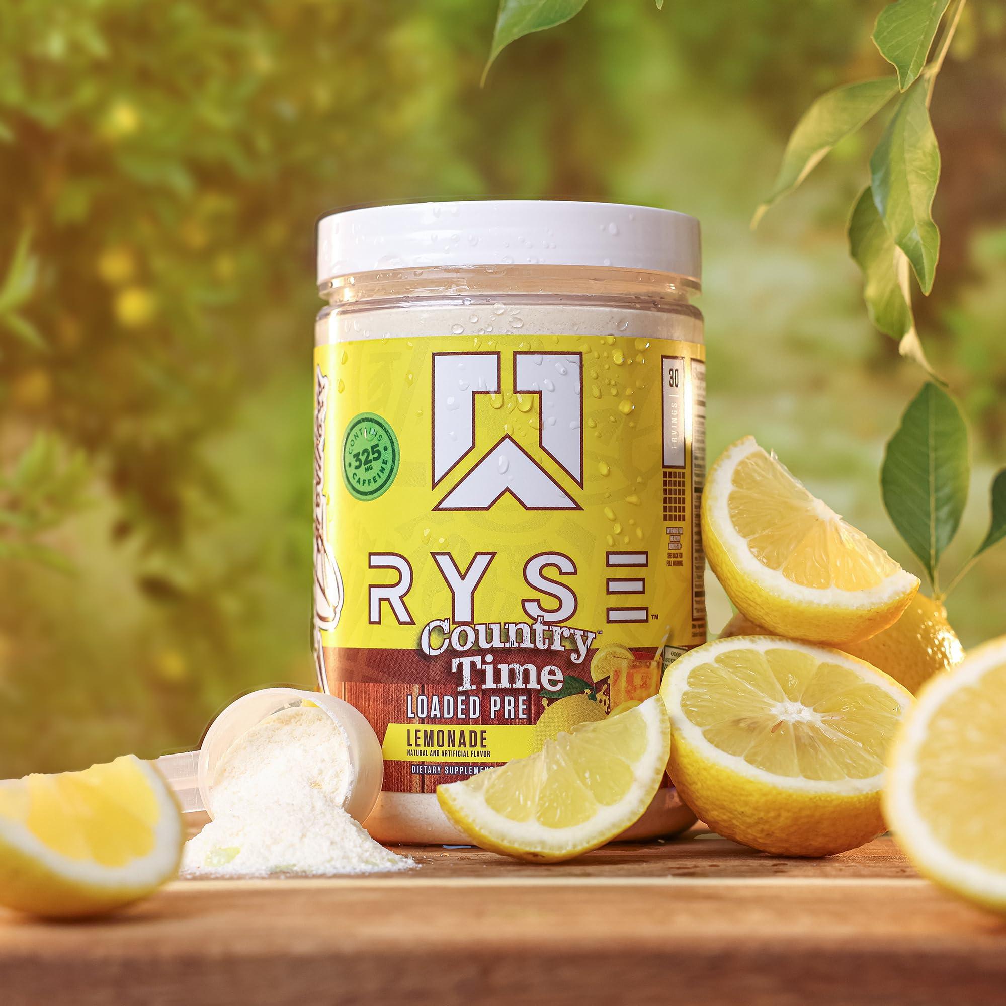 RYSE Up Supplements Ryse Loaded Pre Workout Powder Supplement for Men & Women | Pumps, Energy, Focus | Beta Alanine + Citrulline | 325mg Caffeine | 30 Servings (Country Time Lemonade)