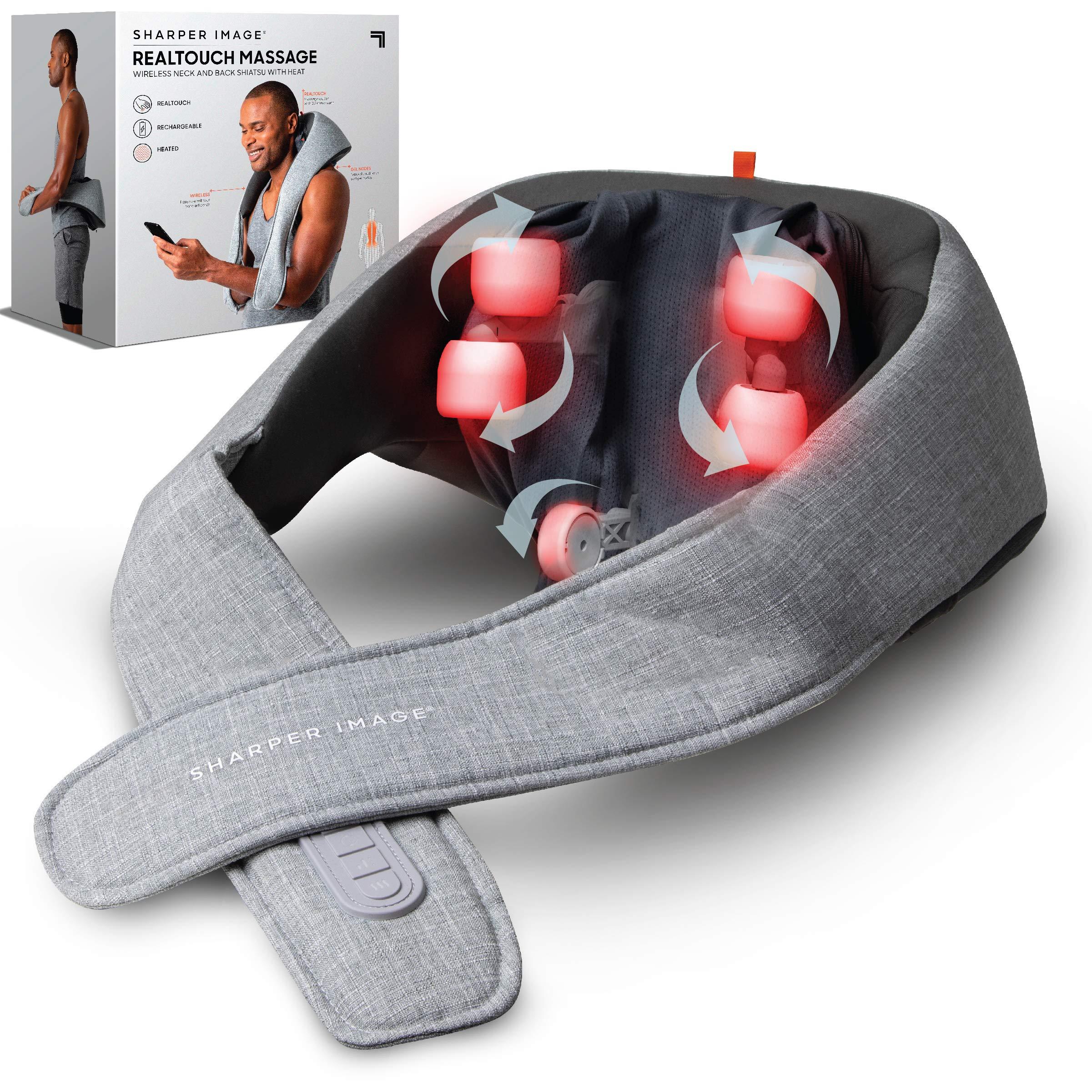Sharper Image Sharper Image Realtouch Massager - Wireless Neck & Back Shiatsu Massage with Heat| Soothes Sore Muscles, Neck, Back, & Shoulders| Cordless & Rechargeable| Adjustable Intensity| Pain & Stress Relief