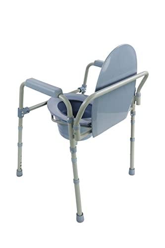 PEPE Mobility Pepe - 3 in 1 Bedside Commodes for Adults, Adult Potty Chair for Seniors Over Toilet, Urinal Chair for Elderly with Bucket, Commode Toilet Seat Riser, Adjustable Stand Alone Toilet Safety Rail Gray