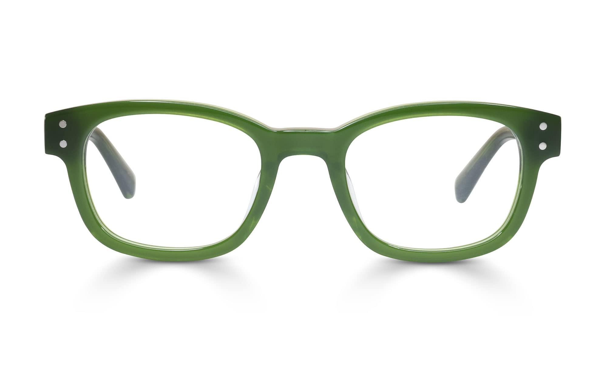 eyebobs eyebobs Biff Premium Readers for Women and Men | Round Eye Glasses | Olive Green Front and Temples | 1.25