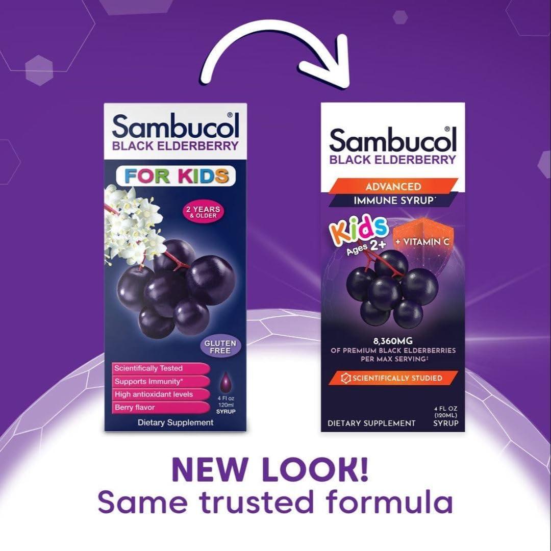 Sambucol Sambucol Black Elderberry Syrup for Kids - Elderberry Extract Kids, Kids Elderberry Syrup, Black Elderberry for Kids & Toddlers, Sambucus Immune Support Supplement - 4 Fl Oz (Pack of 6)