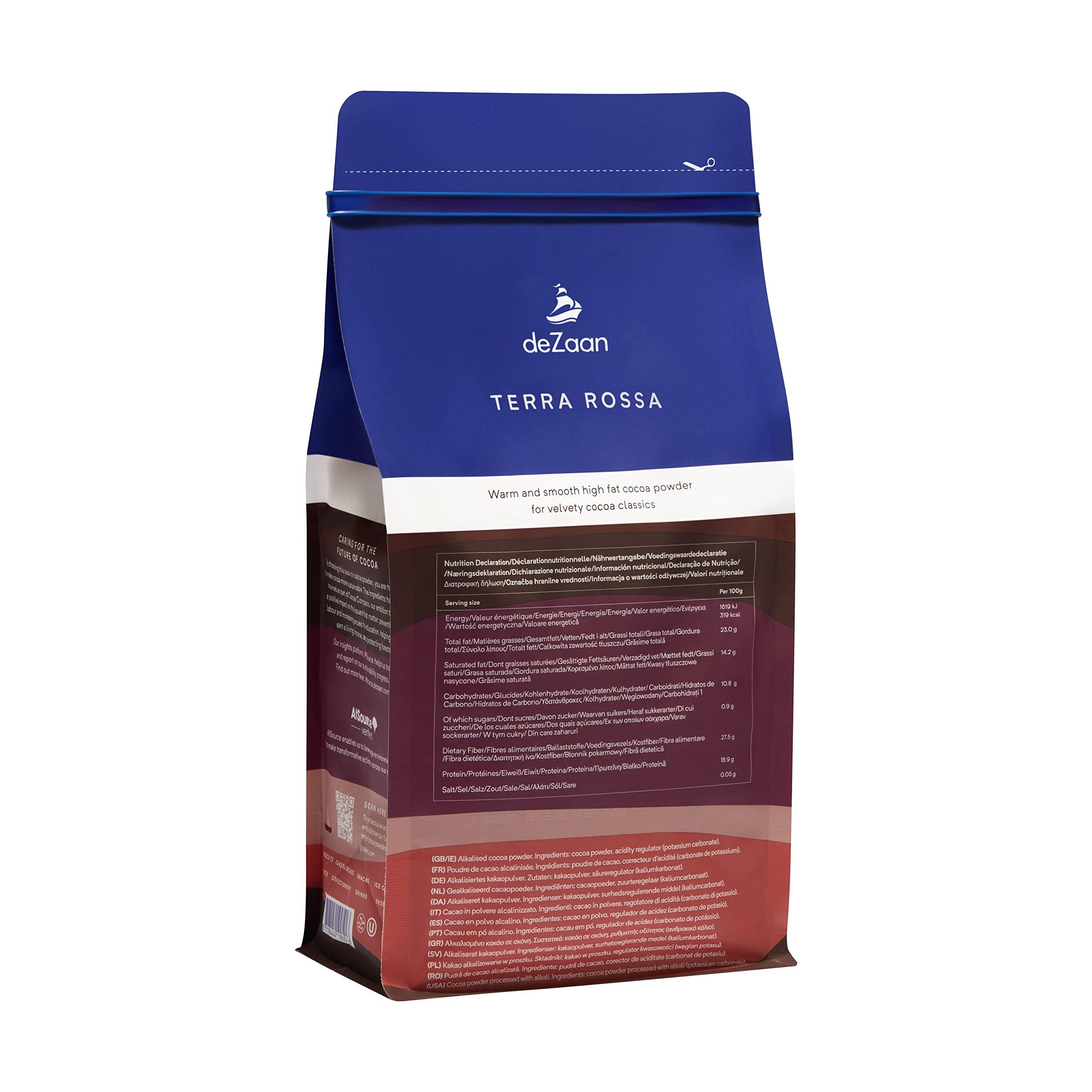 deZaan deZaan Holland Terra Rossa Dutched Cocoa Powder, 22-24% Fat, Finest Dutch Quality Since 1911