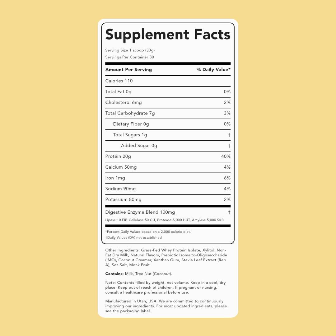 Clean Simple Eats Clean Simple Eats Simply Vanilla Whey Protein Powder, Natural Sweetened and Cold-Processed Whey Protein Powder, 20 Grams of Protein (30 Servings)