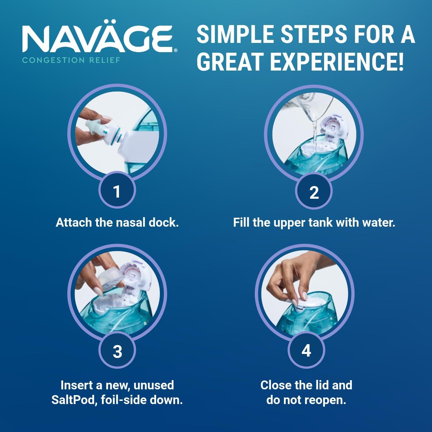 Navage Navage Travel Bundle Nasal Irrigation System - Saline Nasal Rinse Kit with 1 Nose Cleaner, 20 Salt Pods and Paisley Travel Bag