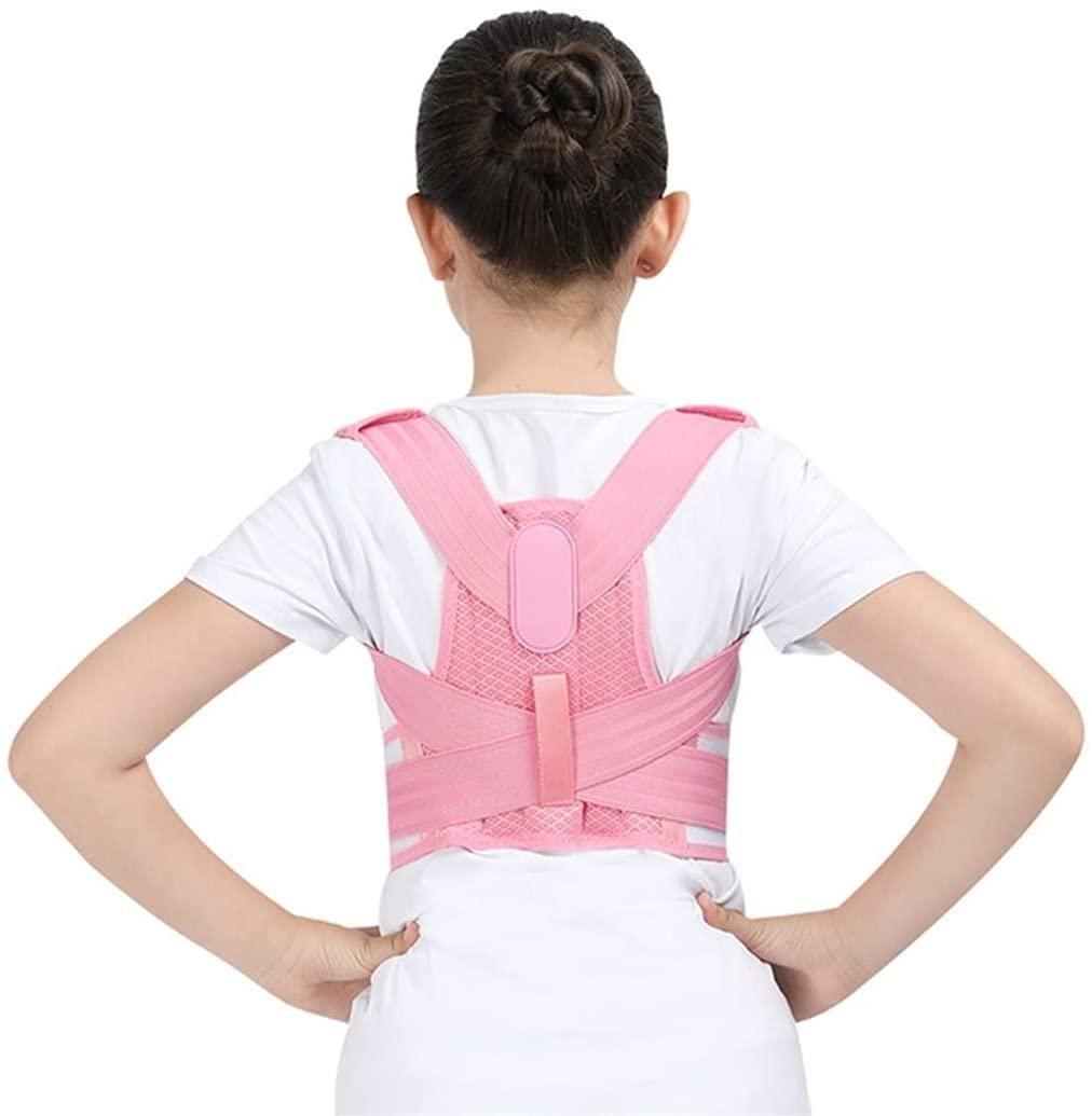 SJHY Posture Corrector Adjustable Kids Back Brace Children Upper Back Support Belt Orthopedic Corset Spine Lumbar Brace, Prevent Humpback Back Posture (Color : Pink, Size : Medium)