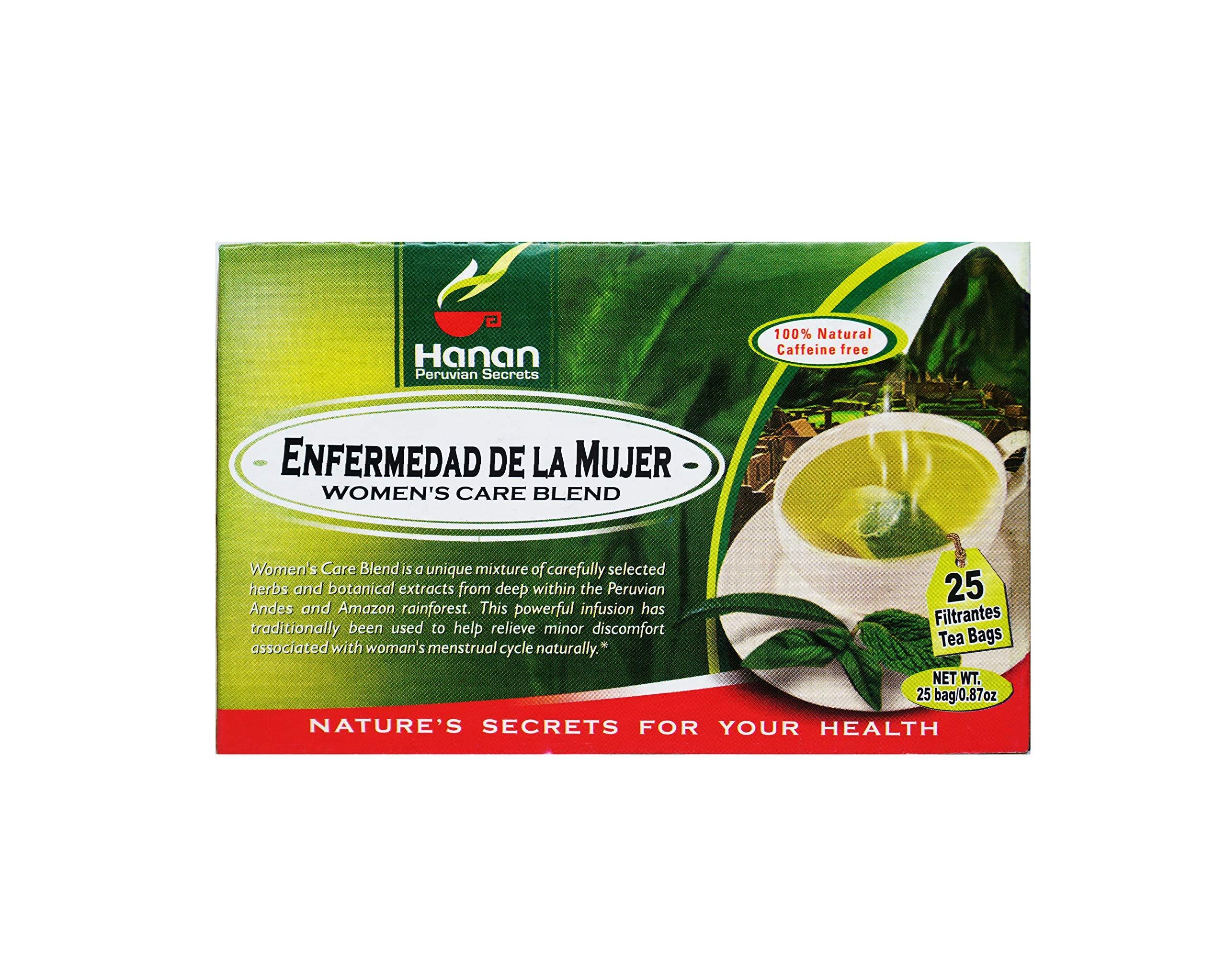 HANAN PERUVIAN SECRETS Hanan Peruvian Secrets Enfermedad De La Mujer Herbal Tea | 100% Natural Women’s Care Blend | 25 Tea Bags | Naturally Aids in Relieving Minor Discomfort from Menstrual Cycle