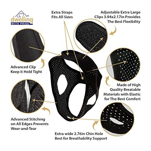 Dwelling With Pride Anti Snore Chin Strap | Anti-Dry Mouth Chin Strap for CPAP Users | Stop Noise | Snoreless Sleeping Solution for Men and Women | Breathing Aid for Snoring