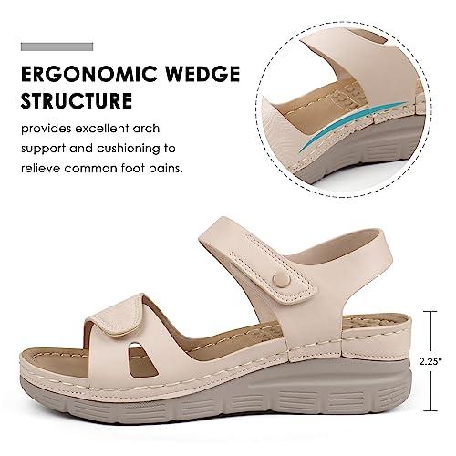Ortho+rest Ortho+rest Women Arch Support Walking Sandals Comfortable Orthotic Sandals (8,Beige)