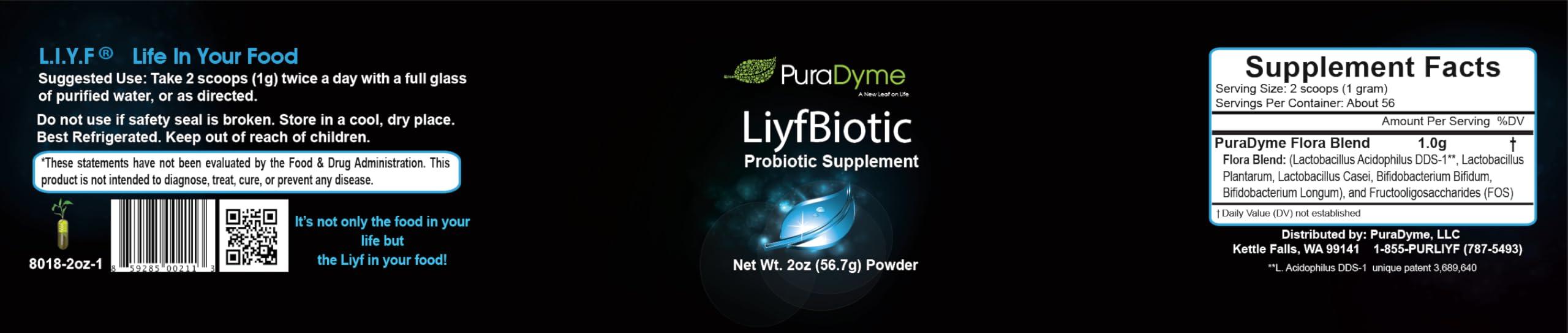 PuraDyme PuraDyme LiyfBiotic Probiotic Digestion and Dietary Supplement - 2 Ounce Powder. by Lou Corona