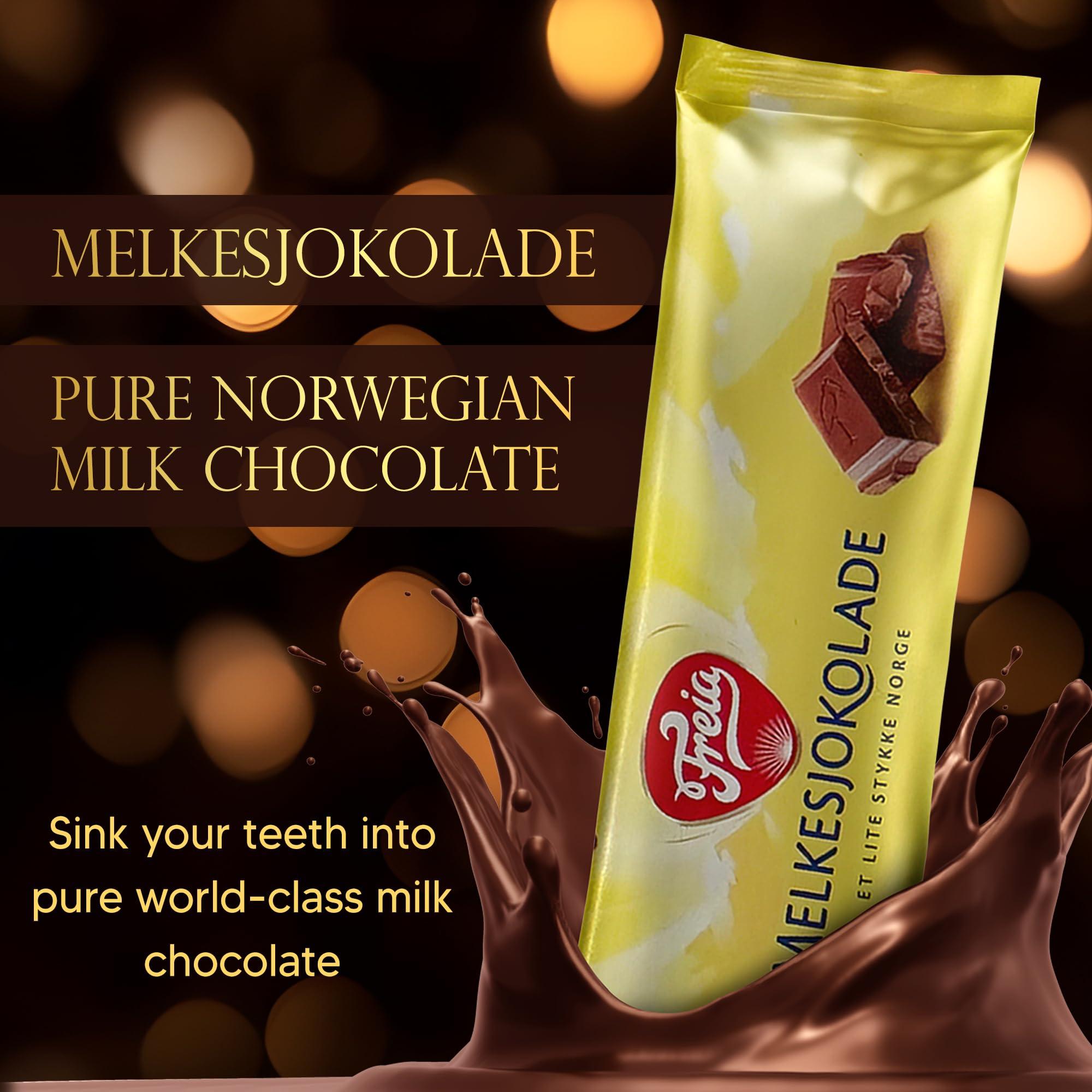 FREIA Freia Norwegian Milk Chocolate Bars, 12-Pack, 60g, Individually Wrapped, Rich, Decadent, Smooth Melt-in-Your-Mouth