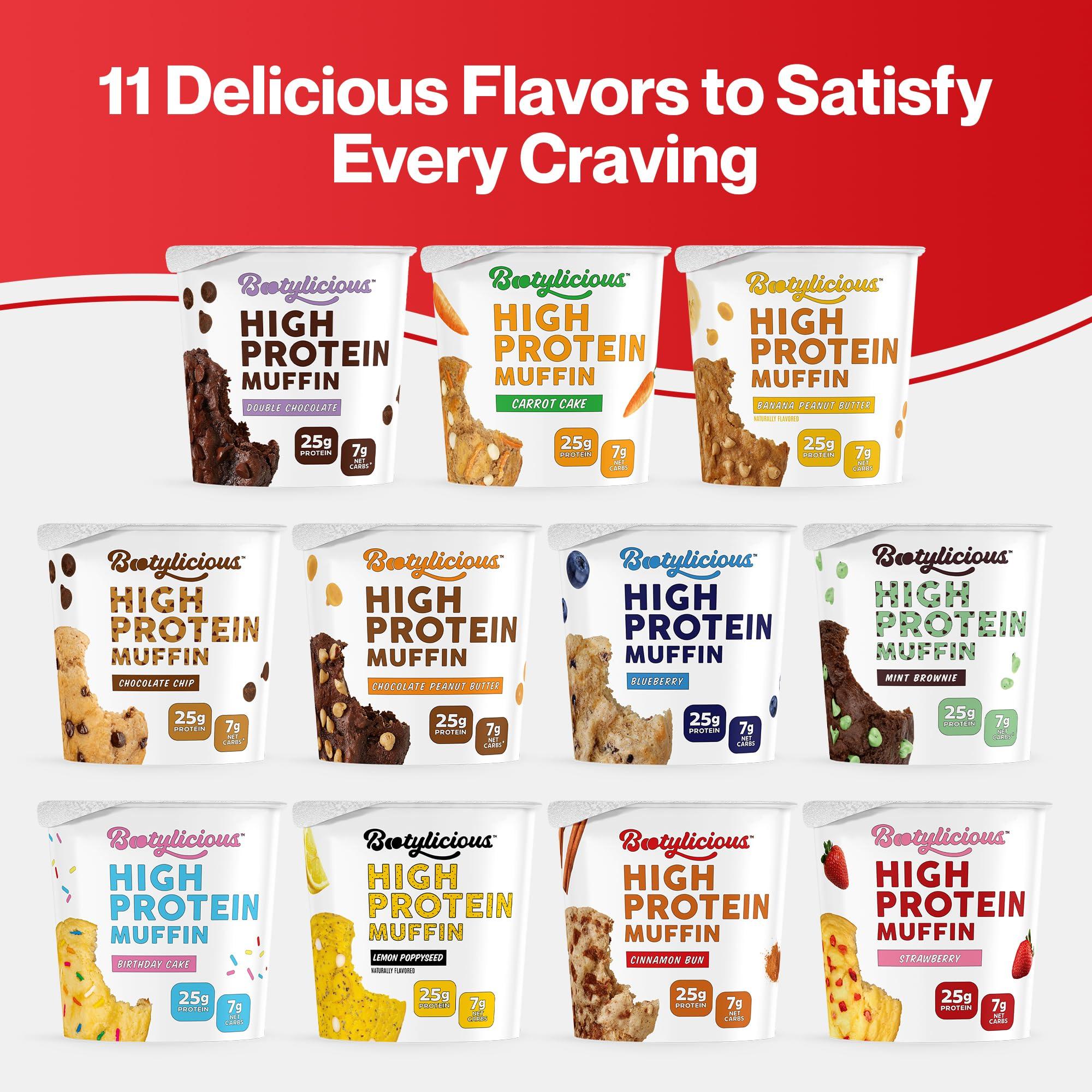 Bootylicious Bootylicious | High-Protein Muffin | 25g Protein, 7g Net Carbs, 1.86-1.76oz Cup, 12-Pack (Cinnamon Bun)