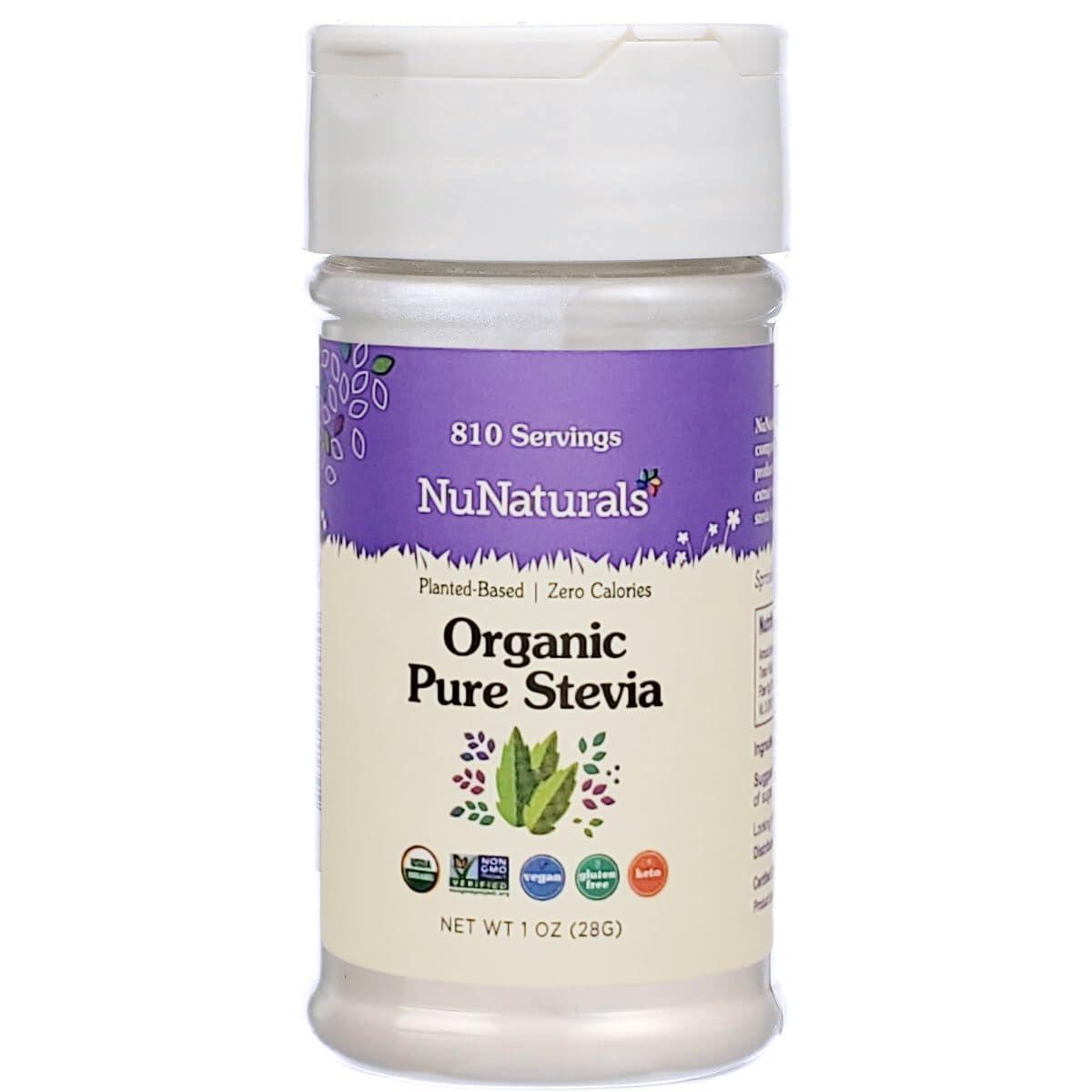 NuNaturals NuNaturals Organic Pure Stevia Extract | 100% Stevia No Fillers | Keto Sugar-Free Powdered Sweetener | Plant-Based Sugar Substitute | No Erythritol | Over 800 Servings | 1 oz
